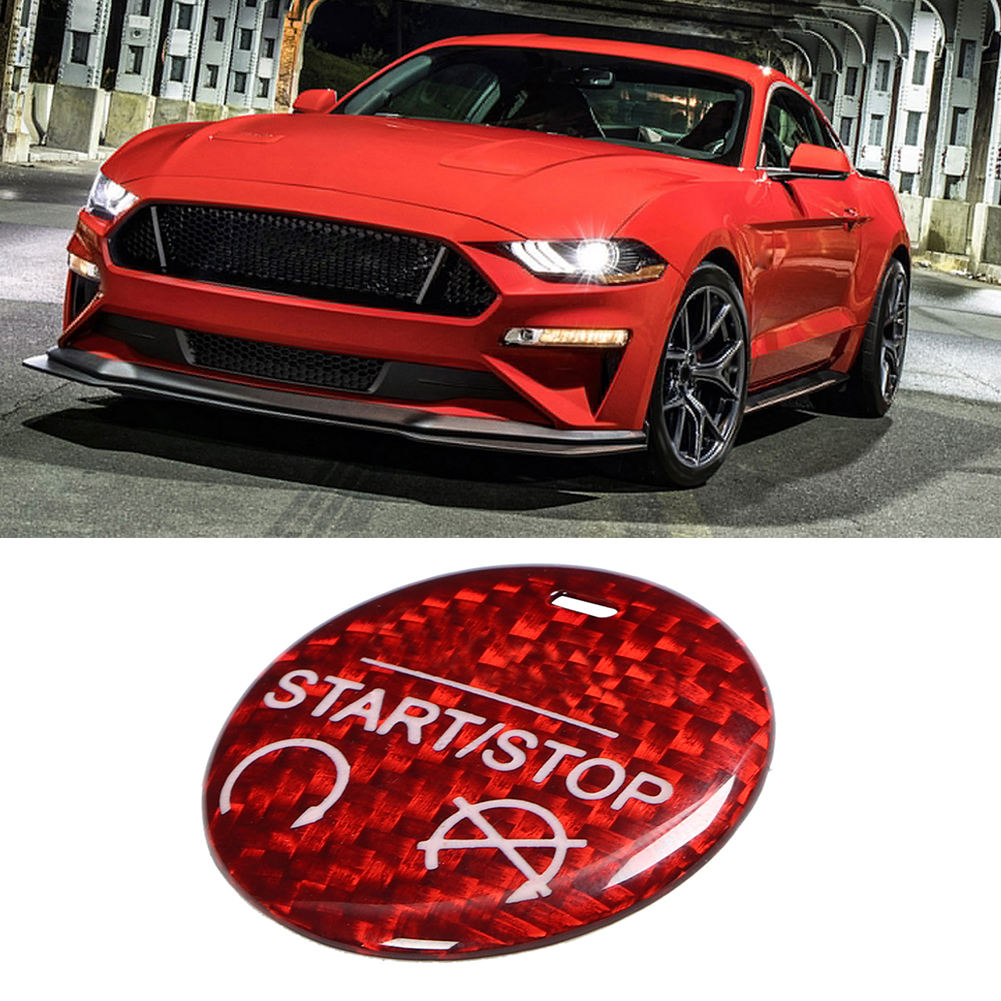 Rote Carbonfaser-motorstart-stopp-knopfabdeckung, Zierleiste, Passend Für Ford Mustang Gt 15-19