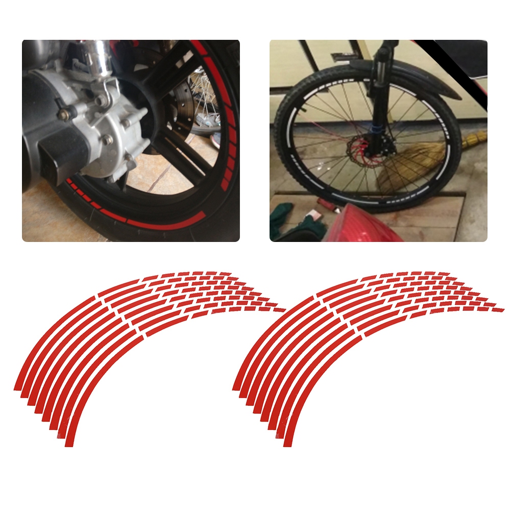 Set Mit 16 Reflektierenden Streifen Für Fahrrad- Und Motorradfelgen, 40–45 Cm, Rote Zieraufkleber, Sicherheitszubehör