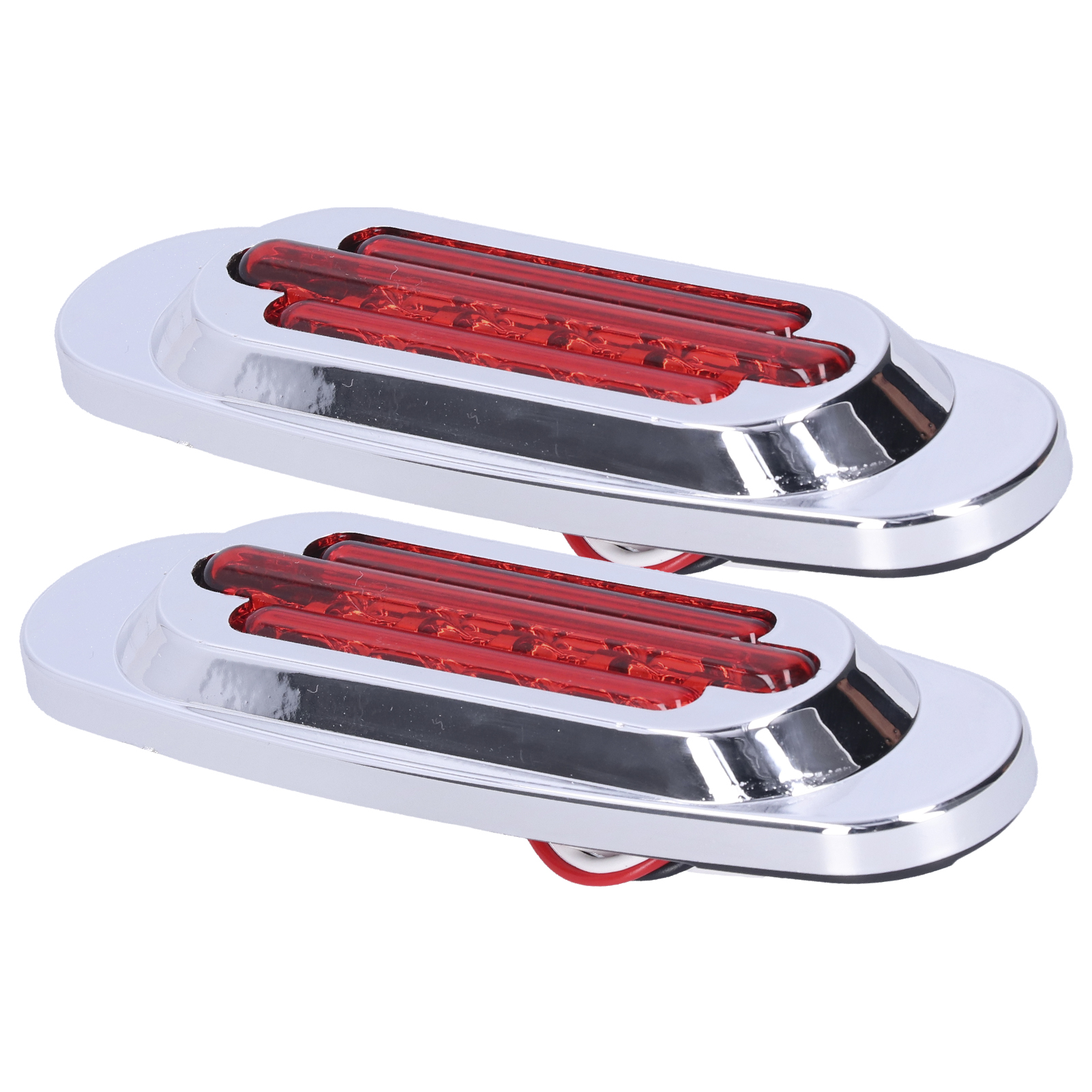 16 Led-seitenmarkierungsleuchten Mit Chromumrandung, Außenpositionsleuchten Für Pkw, Lkw Und Pickups, Rote Linse, 12 V/24 V, Paar
