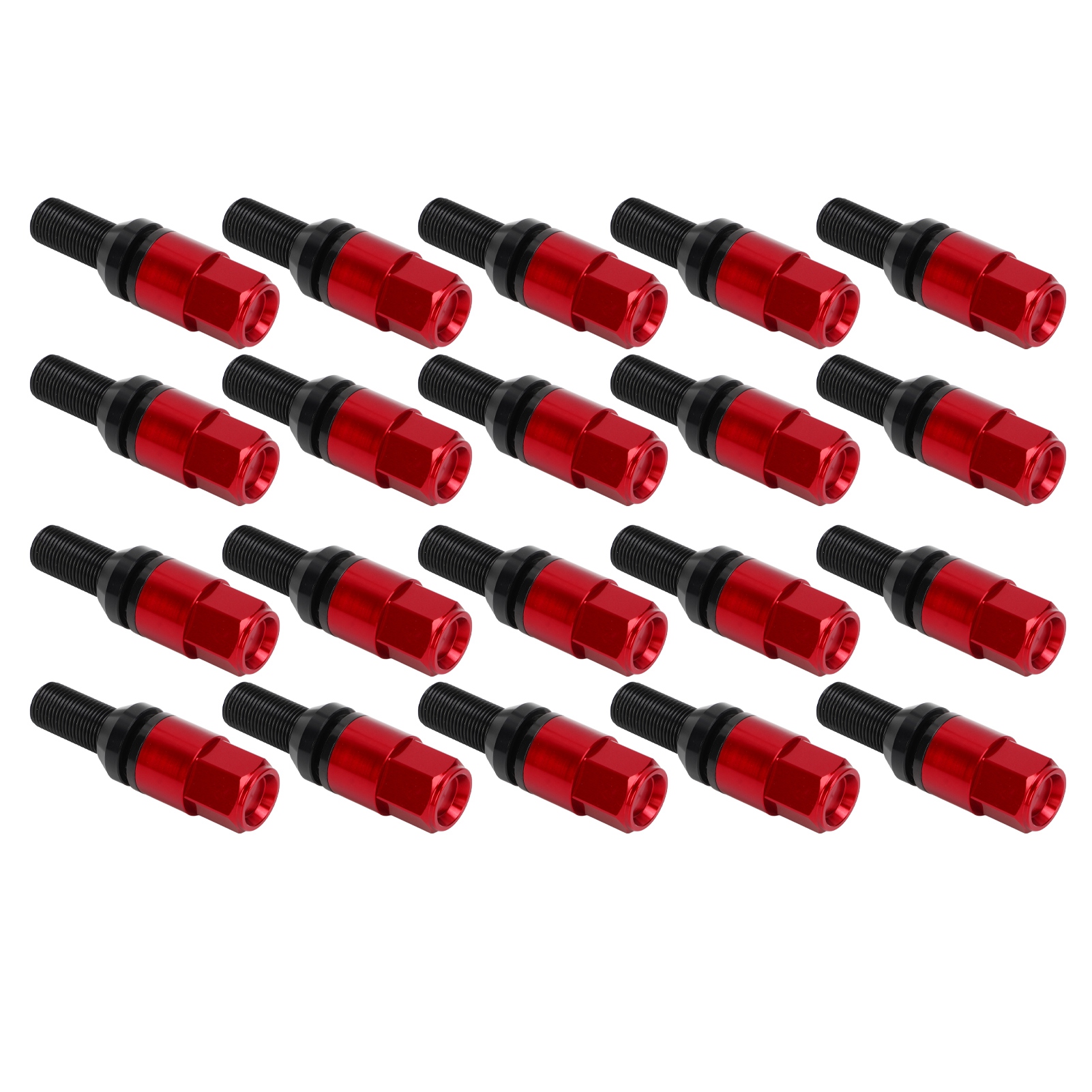 M14x1,25 Kegelradmuttern Aus Stahl Und Aluminium, Rot, Satz Mit 20 Stück Inklusive Kappen, Für Die Felgenbefestigung Von Pkw.