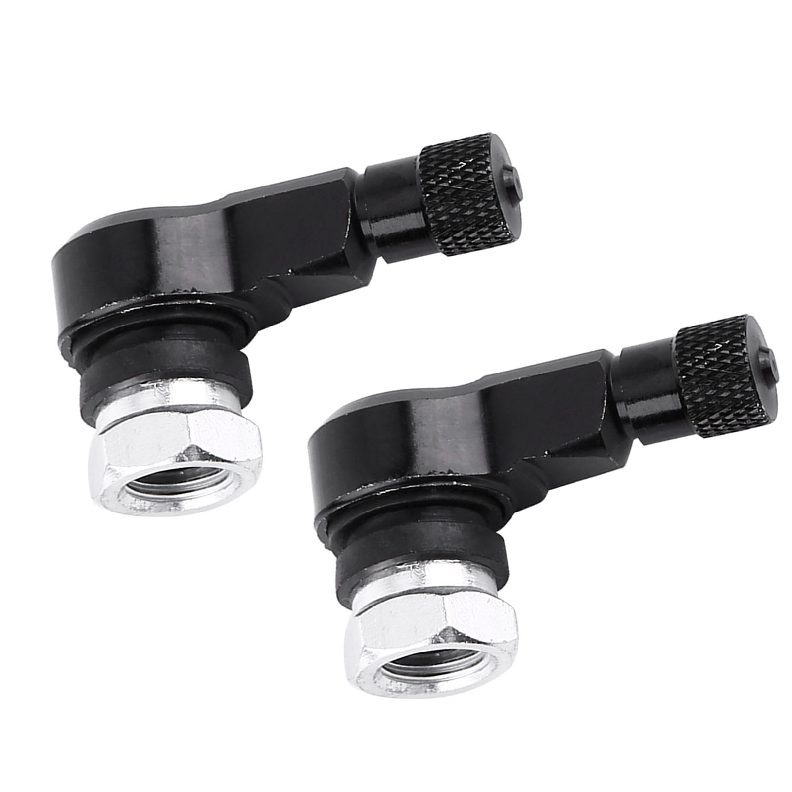 2 Schwarze 90°-motorradventilkappen Aus Aluminium, 11,3 Mm, Universell Für Räder Und Reifen