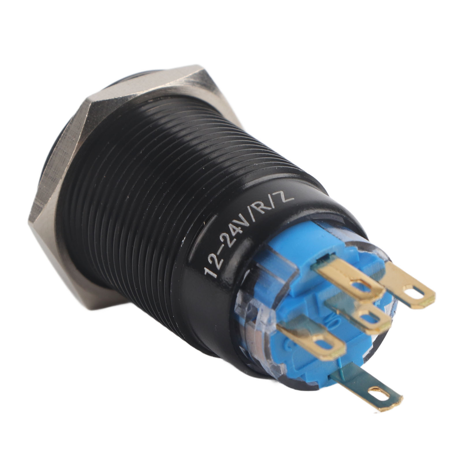 19 Mm Wasserdichter Flachdrucktaster 12–24 V Ein/aus Schwarz Selbstverriegelnd Mit Roter Led, Impulsschalter