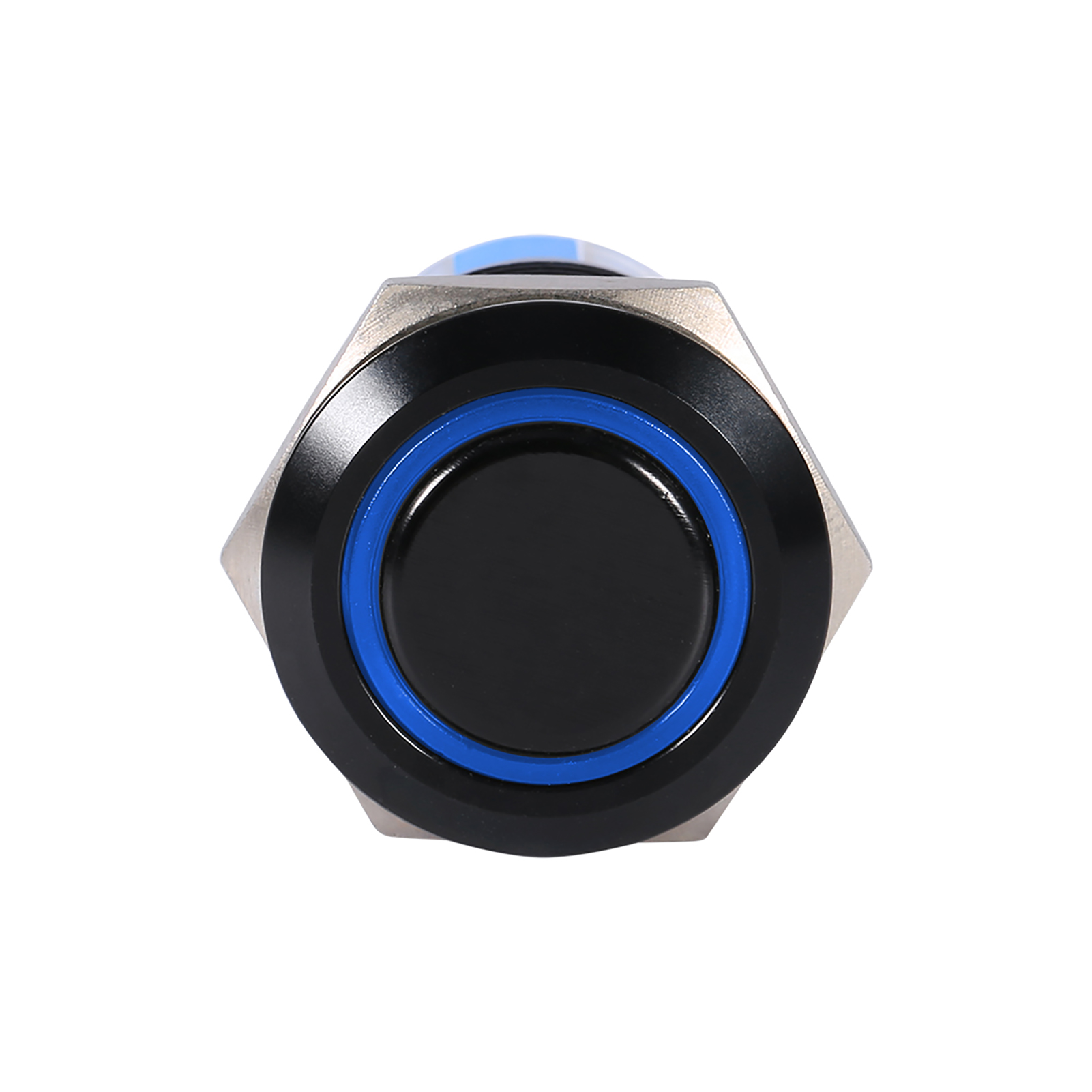 19 Mm Flacher, Wasserdichter Ein/aus-druckknopf Mit Selbstverriegelung, 12–24 V, Schwarzer Verriegelungsschalter Mit Blauer Led