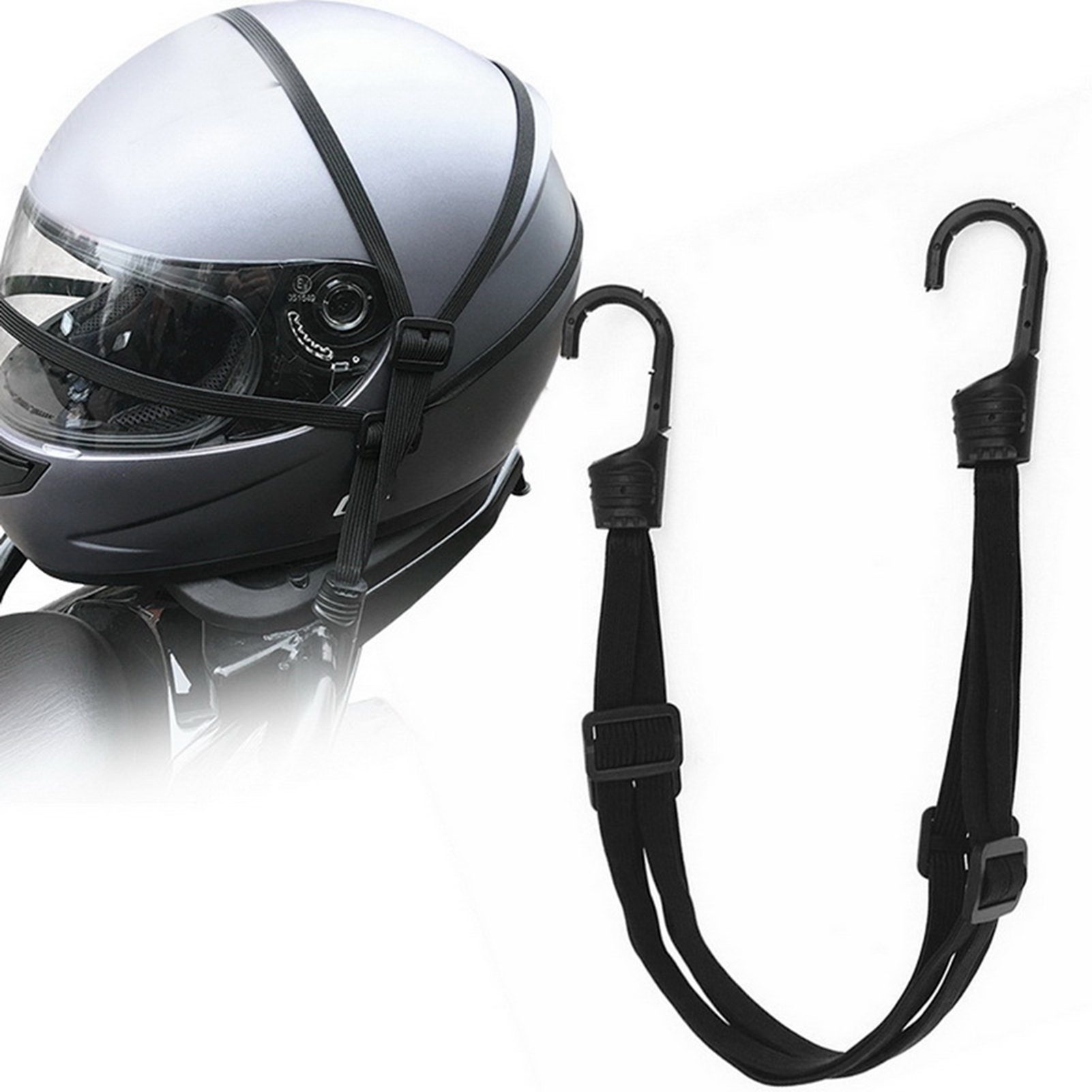 Schwarzer, Einziehbarer Elastischer Stabilisierungsgurt Für Motorradhelme, 60 Cm/23,62 Zoll, Robuste Befestigung Für Gepäck Und Helm.