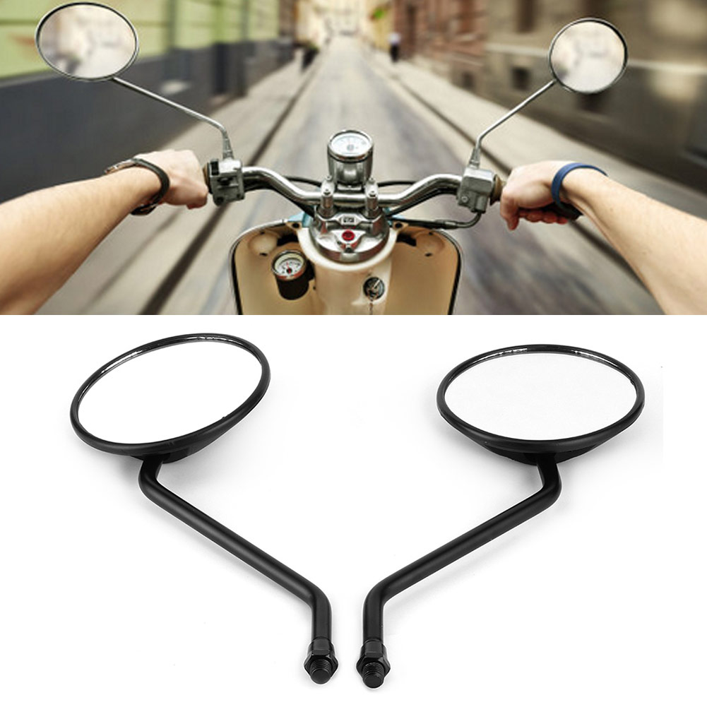 Abgerundeter Schwarzer Motorrad-seitenspiegel, Universelles 10-mm-gewinde, 2er-paar, Rückspiegel