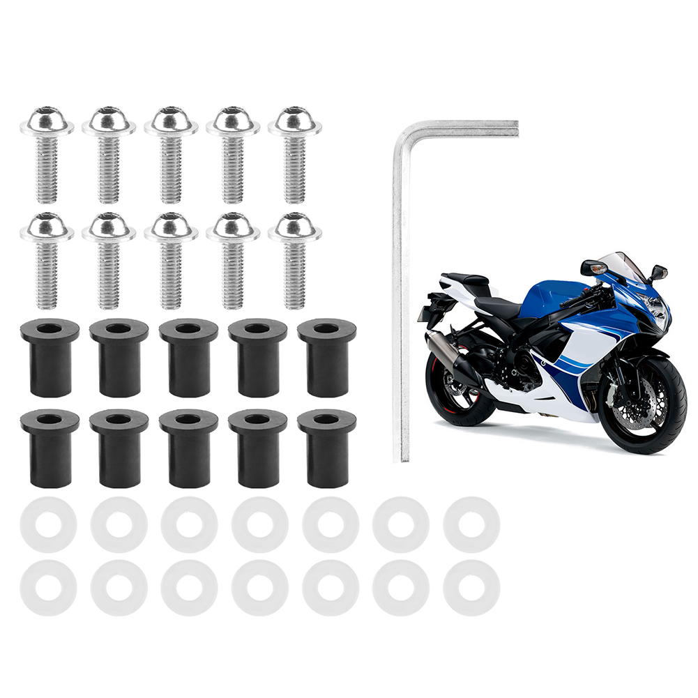 10 Stück Motorrad-windschutzscheiben-schrauben, Muttern Und Unterlegscheiben, Universelles Motorradverkleidungs-montageset, Silberfarben