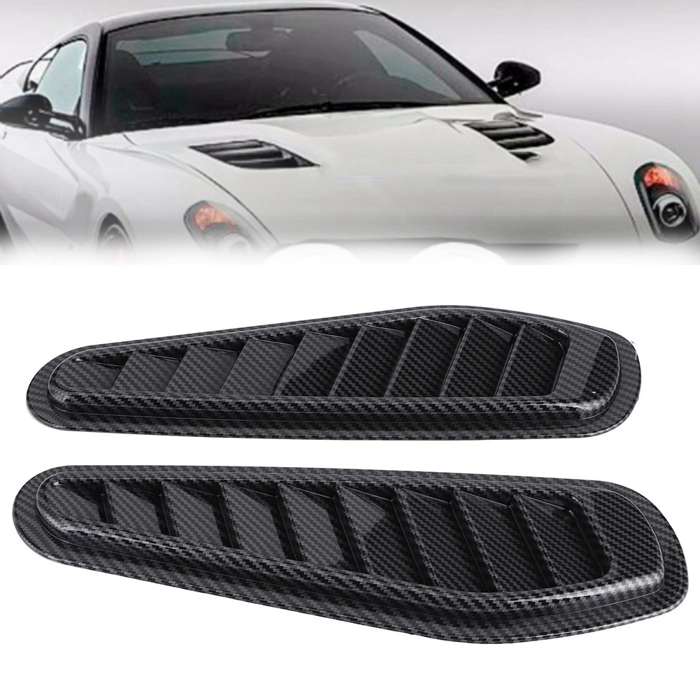 2 Stück Dekorative Lufteinlässe Im Carbon-stil Für Die Motorhaube, Universelle Belüftung, Motorhaubenabdeckung, Kohlefaser, Schwarz