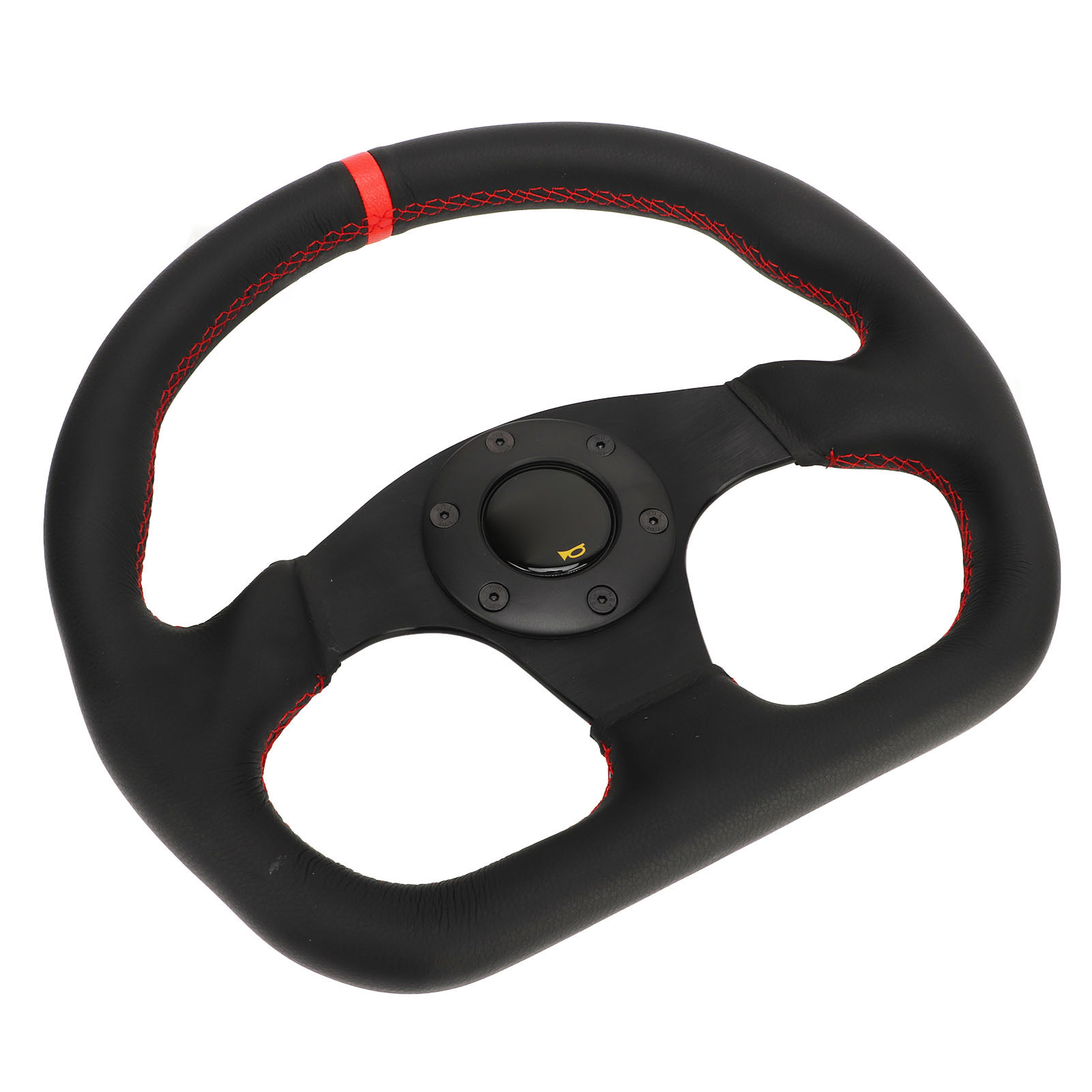 Universelles Sport-rennlenkrad Typ D, Schwarzer Lederkranz, Ersatzlenkrad Für Drift-fahrten, 380 Mm, Performance-fahrwerk