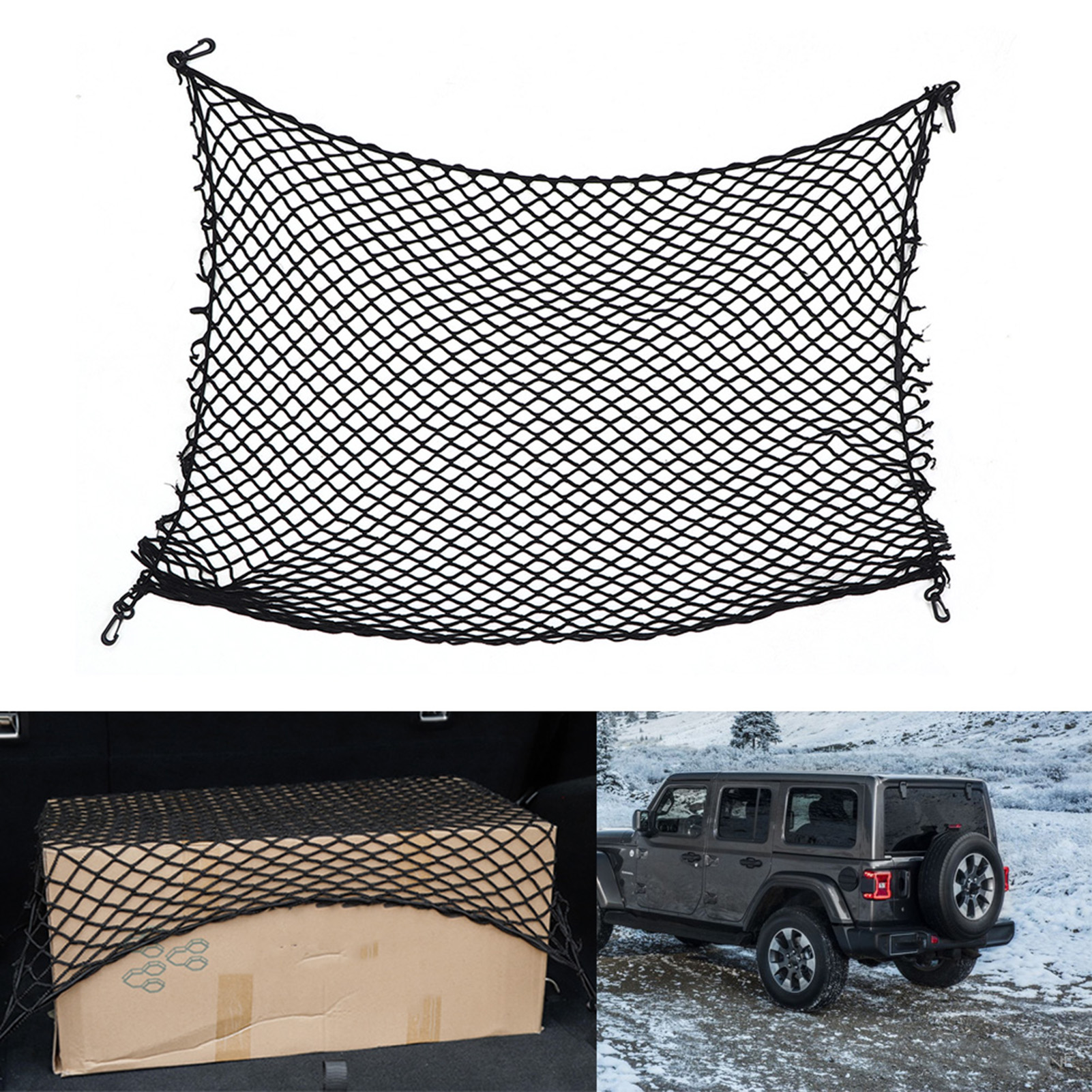 Elastisches Netz-aufbewahrungsnetz Für Den Kofferraum Des Jeep Wrangler Jl, Seitlicher Gepäckraumorganizer, Aufbewahrungstaschen Für Autozubehör, Universelles Aufbewahrungsnetz, Schwarz.