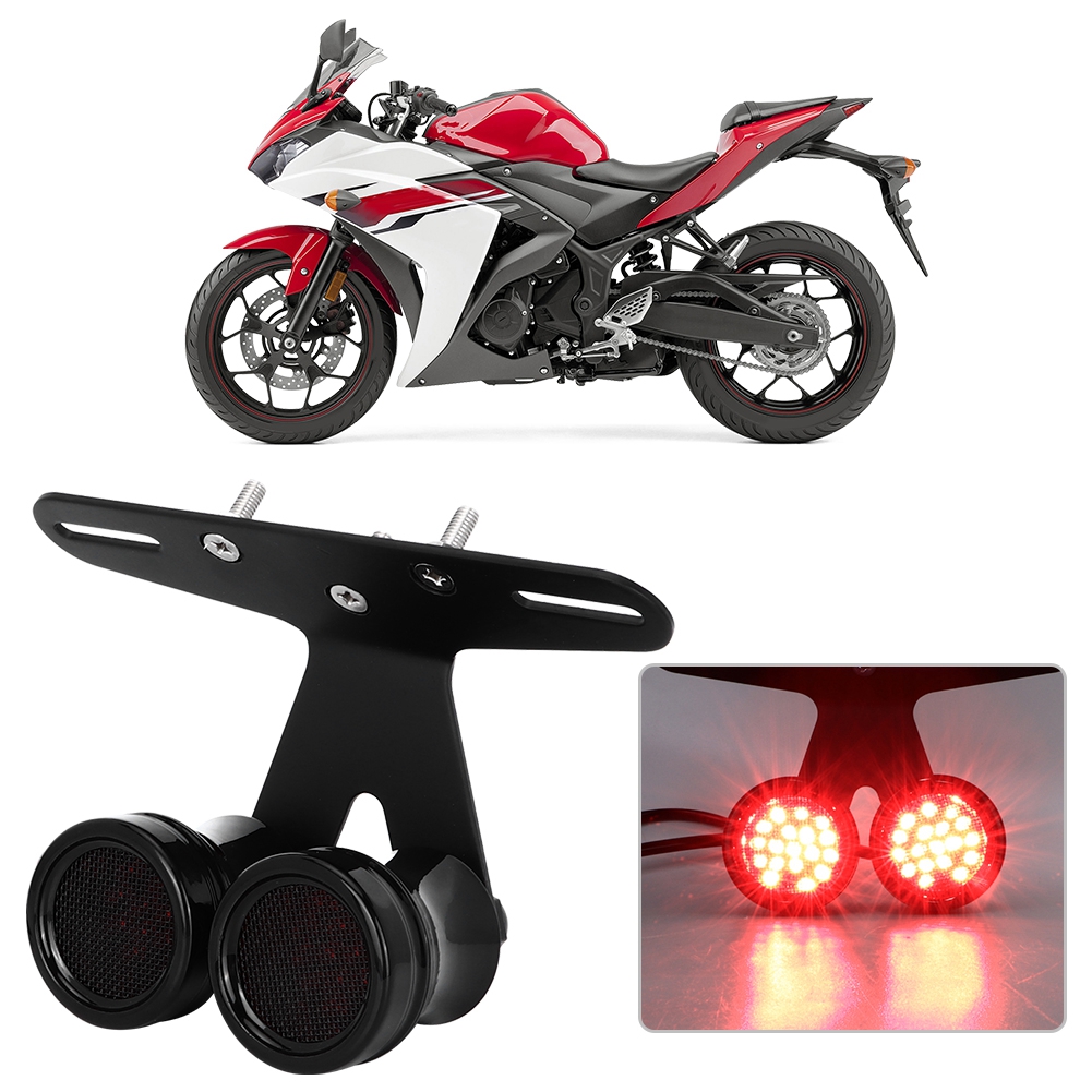 Universelle Schwarze Led-motorradbremsleuchte Mit 2 Leuchten, Hinterem Blinker Und Bremslicht