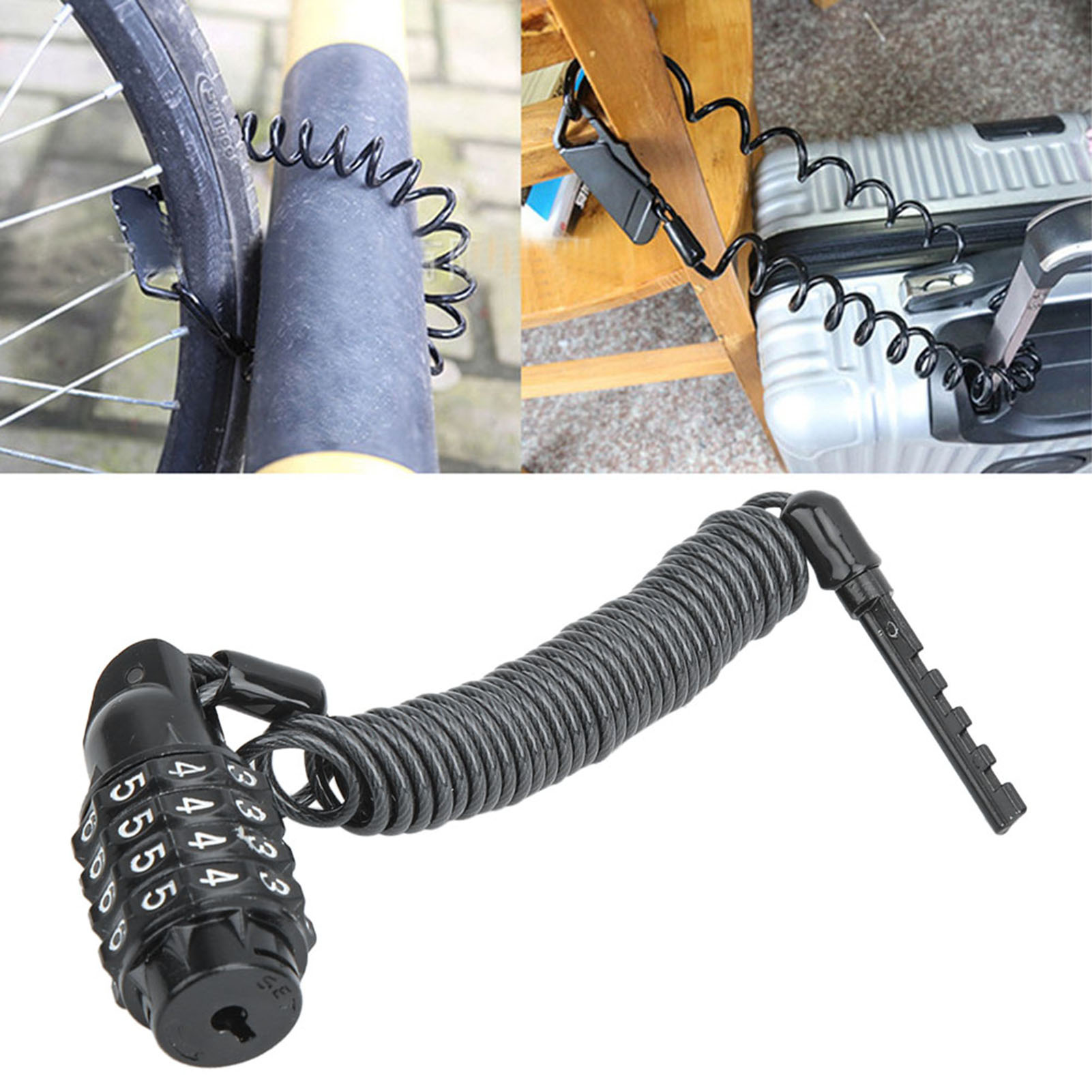 Universelles Diebstahlsicherungskabel Für Motorradhelme Mit Pin-code, Karabiner Und Schwarzem Zahlenschloss