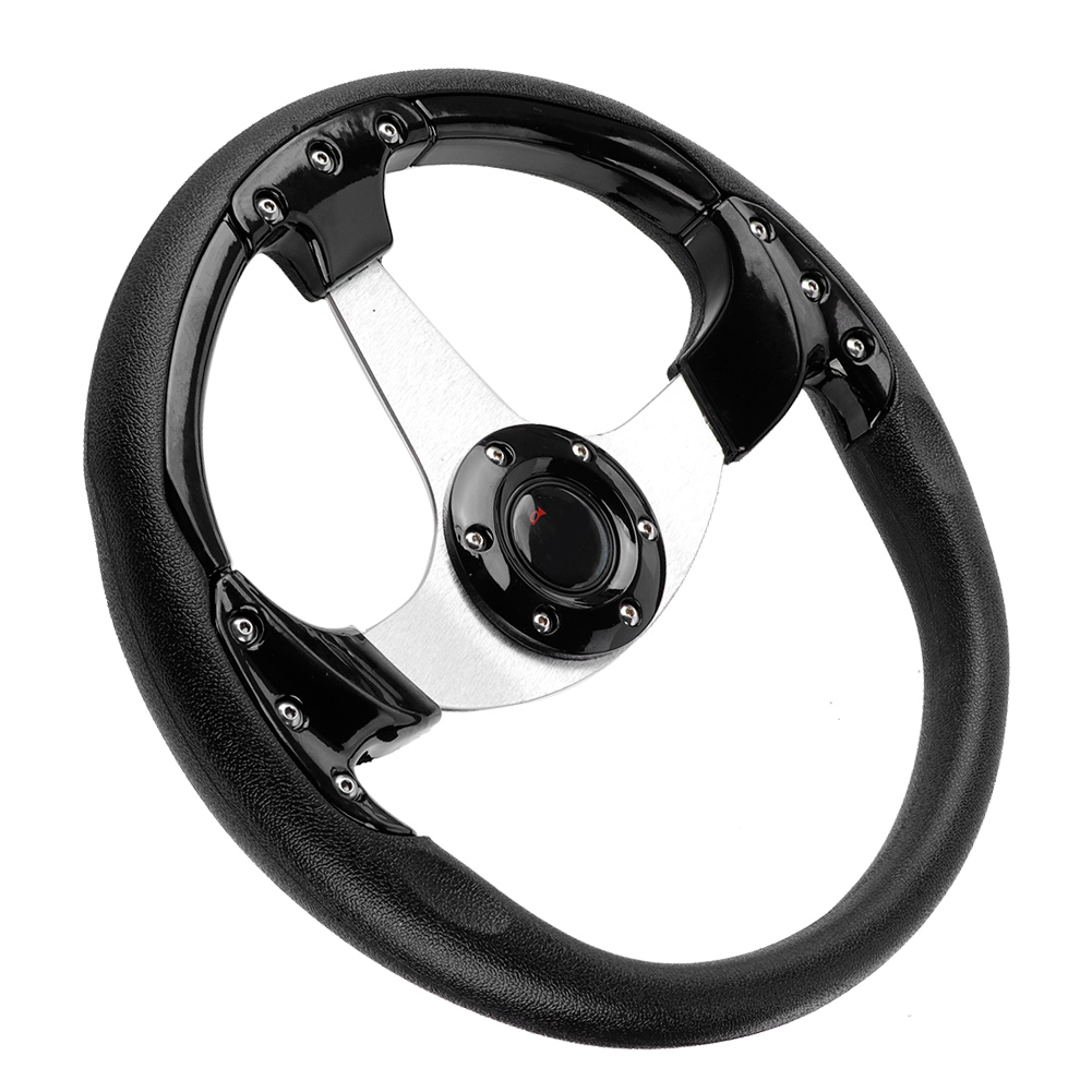 Universelles 350-mm-/14-zoll-sportlenkrad Aus Pu-leder Für Renn- Und Driftwagen, Schwarz, 3 Speichen, 6 Befestigungslöcher, Tuning-zubehör