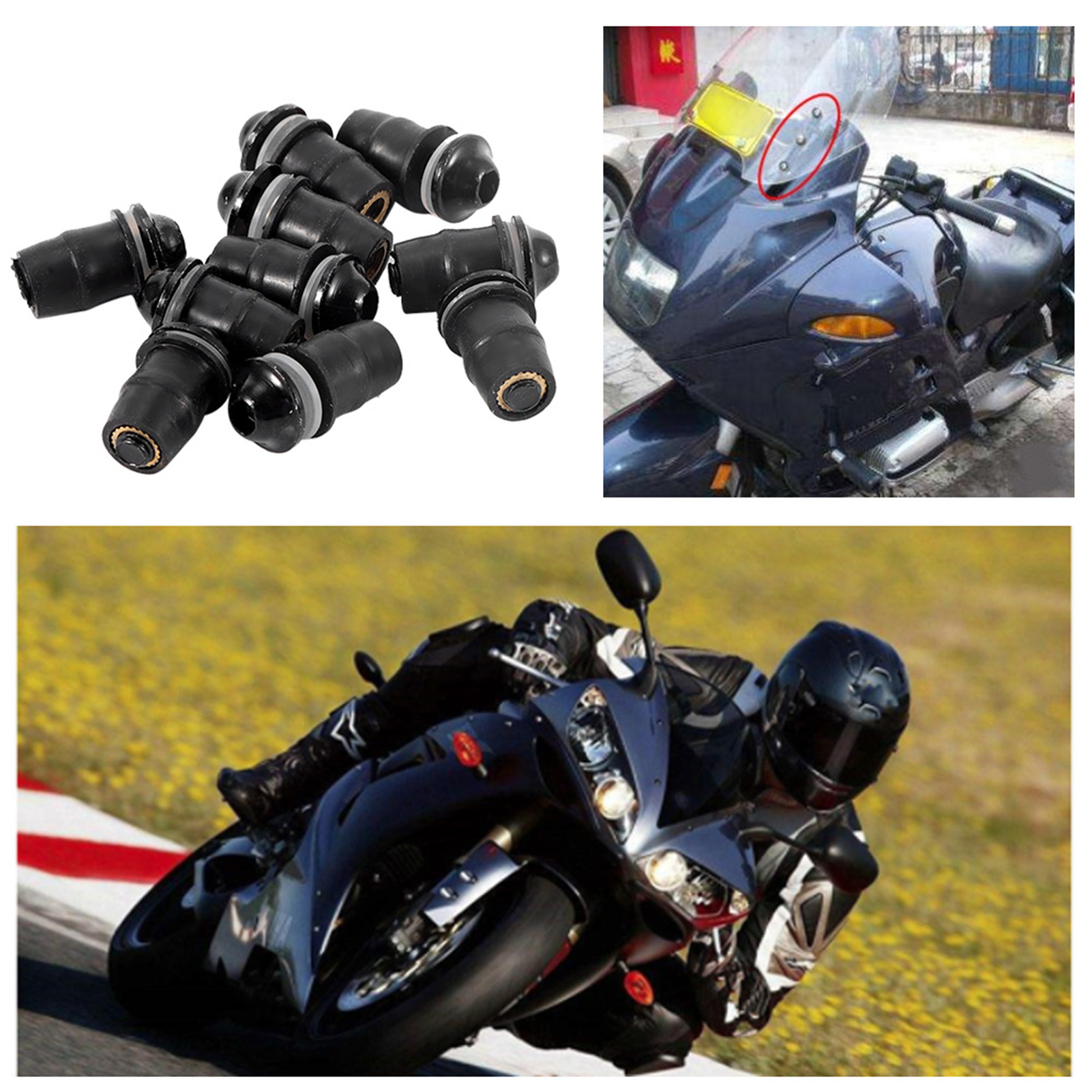10 Stück Universal-motorrad-windschutzscheiben-schrauben M5 Innensechskant, Schwarz