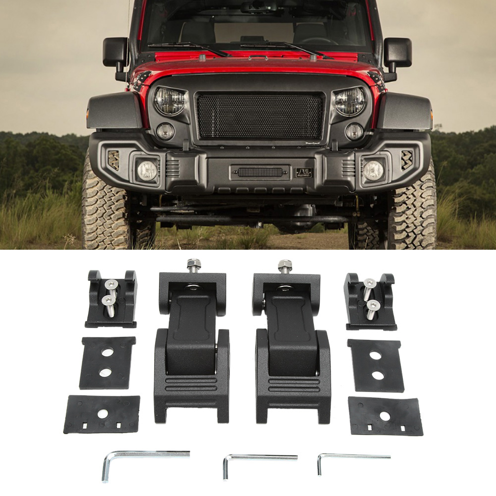 Paar Schwarze Motorhaubenverriegelungsschnallen, Passend Für Jeep Wrangler Jk 2007-2017