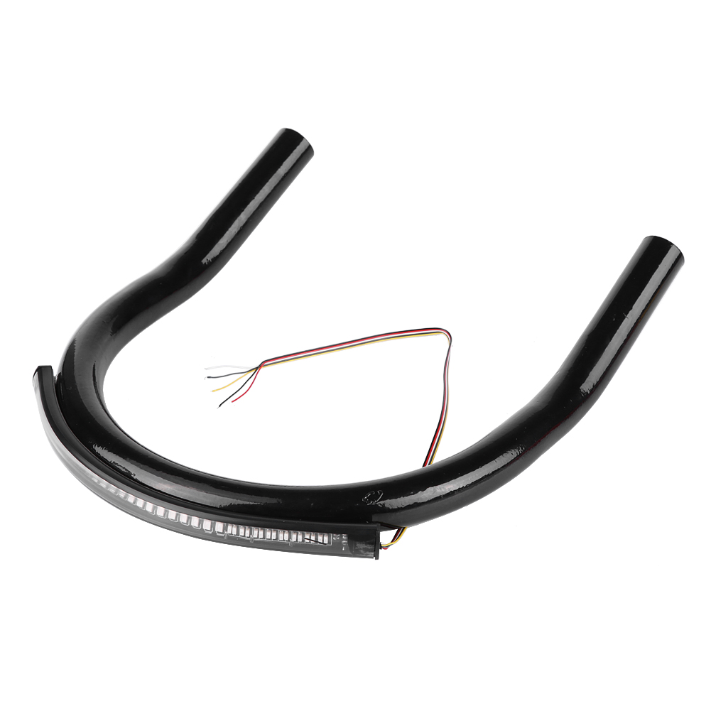 Motorrad-gepäckträgerhalterung 210 Mm Mit Schwarzer Led-beleuchtung, Diy-zubehör Für Den Soziussitz, Gebogener Stahlrahmen