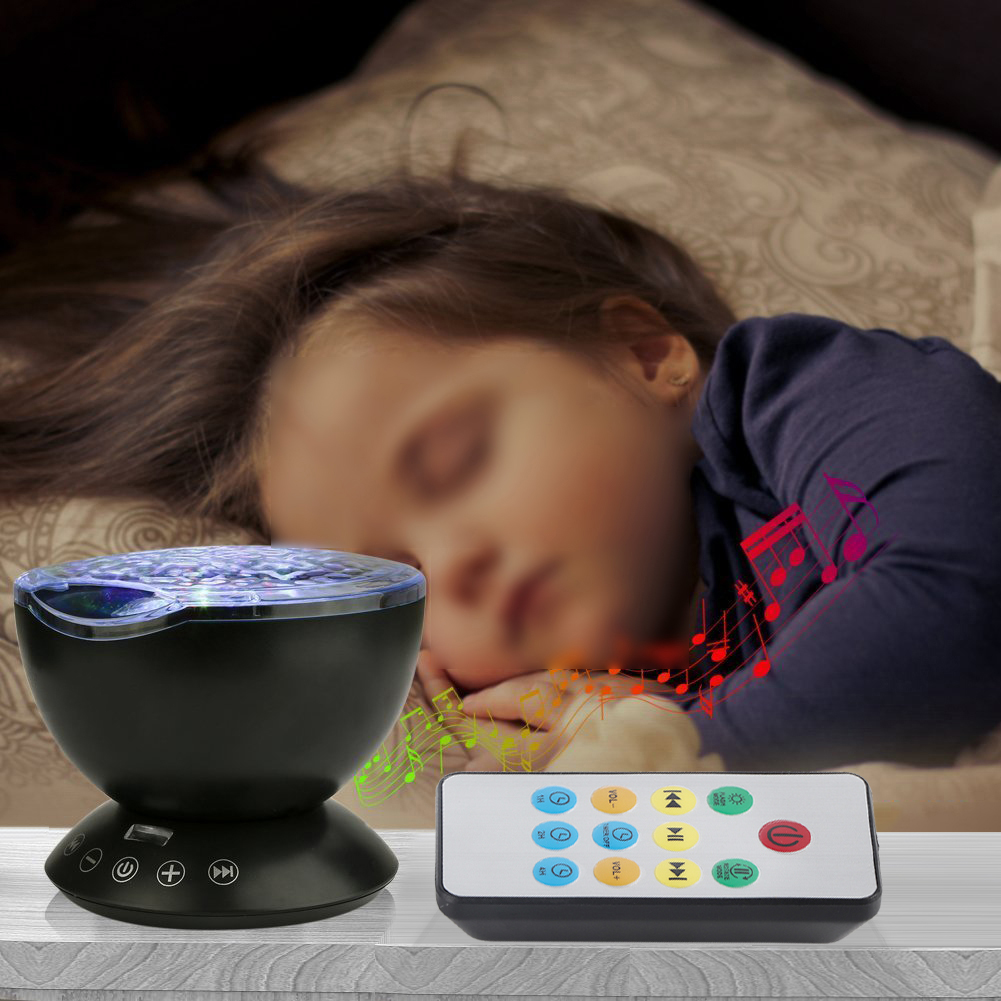 Led-projektorleuchte Mit Ozeanwellen-effekt, 7 Farben, Integrierter Musik, Schwarz, Beruhigendes Nachtlicht Fürs Schlafzimmer, Meereseffekt