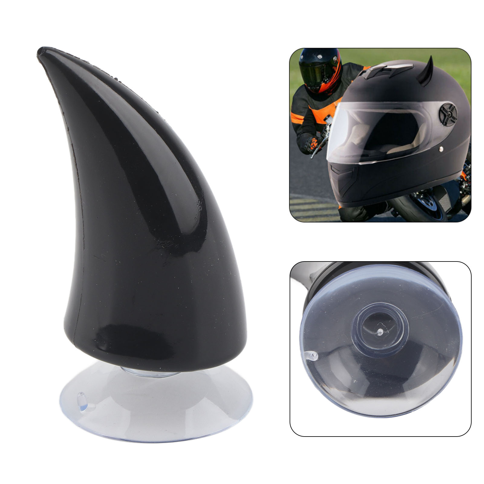 Motorradhelm Teufelshorn Mit Saugnapf-dekoration, Schwarz