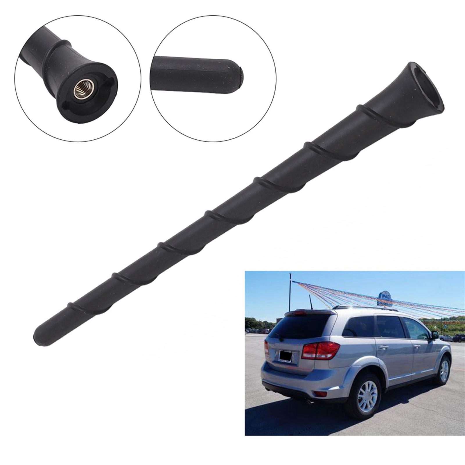 Schwarze, Abnehmbare Radioantenne Für Dodge Jeep 68297936aa, Abnehmbarer Autoantennenmast, Neues Kompatibles Ersatzteil.