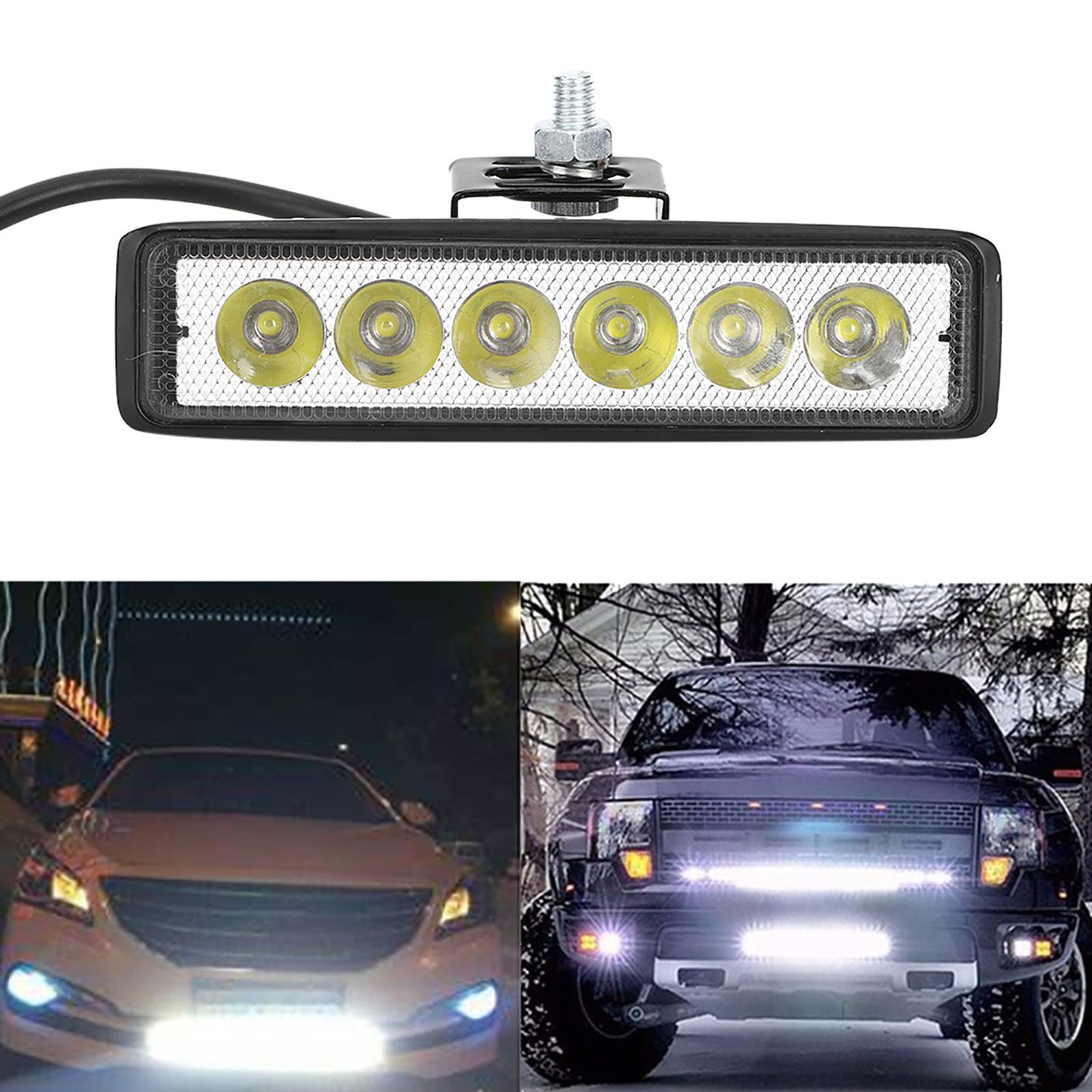 6-flammige 12v 18w Led-arbeitsscheinwerfer Für Fahrzeuge, Tagfahrlicht-modifikation, Ip67 Wasserdicht, Schwarz
