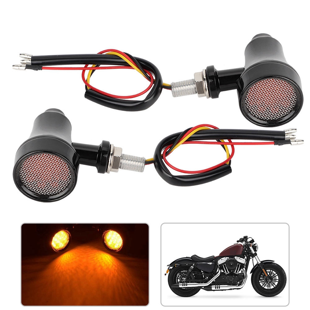 Retro-motorrad-led-blinker Mit Metallgitter, Schwarzem Rücklicht, 12-v-blinkerbirne, Individuelles Zubehör