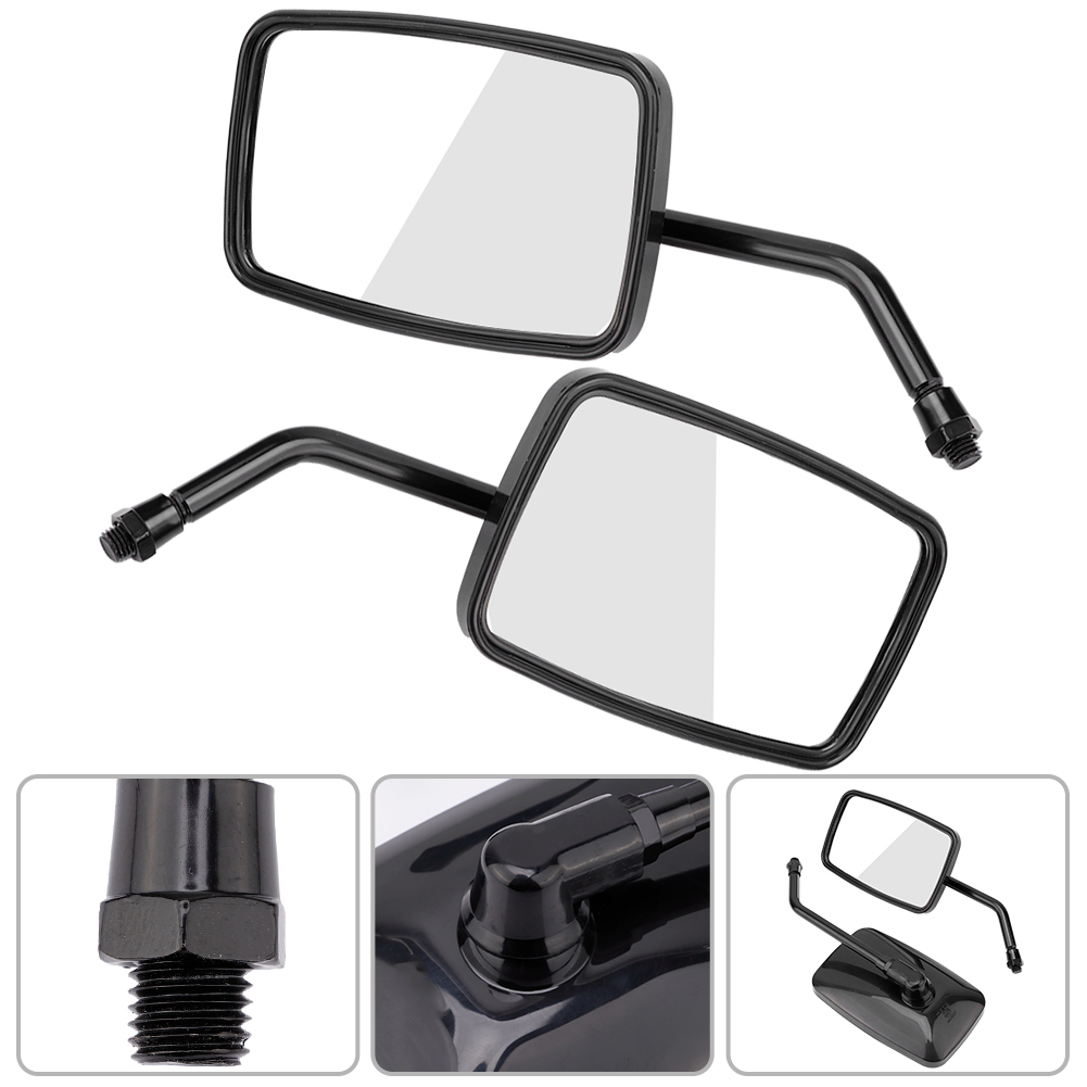 Schwarze Seitenspiegel Für Motorräder Und Straßenmotorräder, 2er-pack, Modifiziertes Quadratisches Sichtfeld, Universelle Seitenspiegel