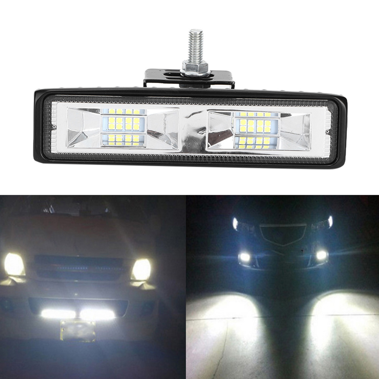 16-flammige 15 Cm Led-lichtleiste Als Zusatzarbeitsscheinwerfer Für Pkw (12–24 V), Schwarz