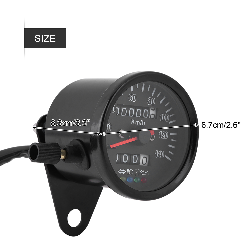 Schwarzer 60-mm-motorradtacho Mit Kontrollleuchten, Wasserdichte Instrumentenanzeige