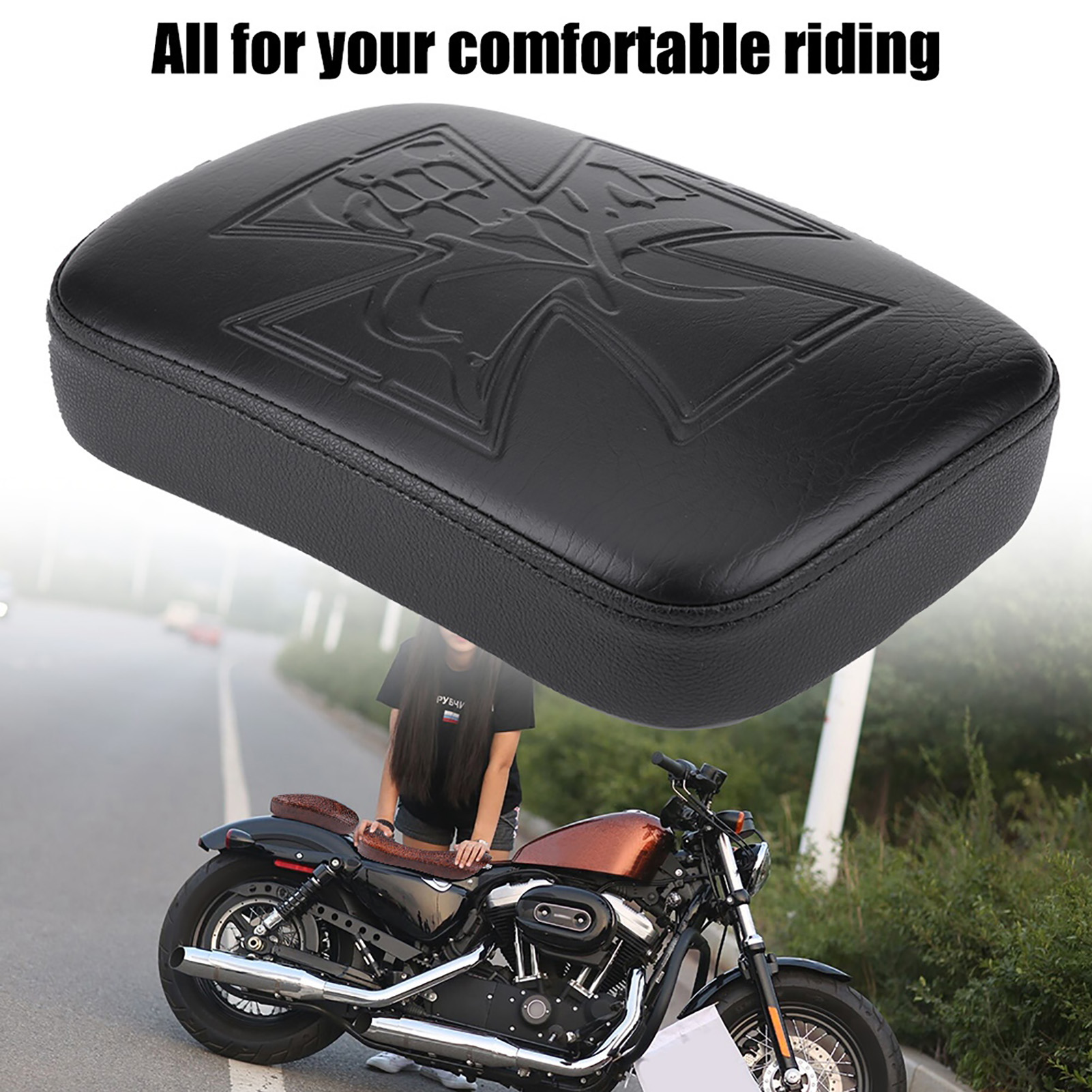 Soziussitzkissen Für Motorräder Mit Saugnapfbefestigung, Bobber Chopper Sitzpolster, Schwarz, Schnelle Und Einfache Montage Ohne Bohren