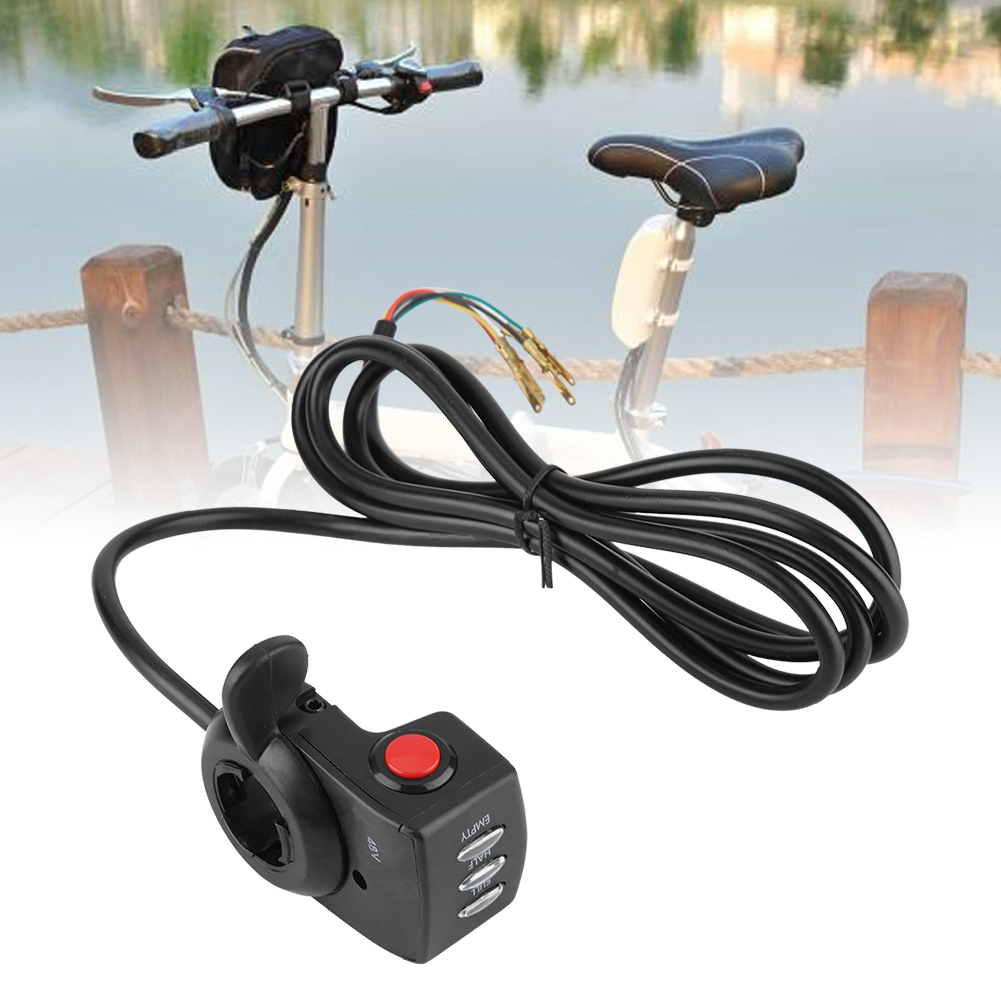 48v Drehgasgriff Für Elektrofahrräder, Geschwindigkeitsregelung, E-bike-kompatibel, Ersatzteilset Mit Kabel, Schwarz.