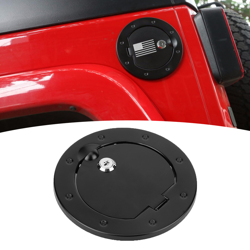 Schwarzer Tankdeckel Aus Aluminiumlegierung Mit Flaggenmotiv, Passend Für Jeep Wrangler Jk 2007-2017