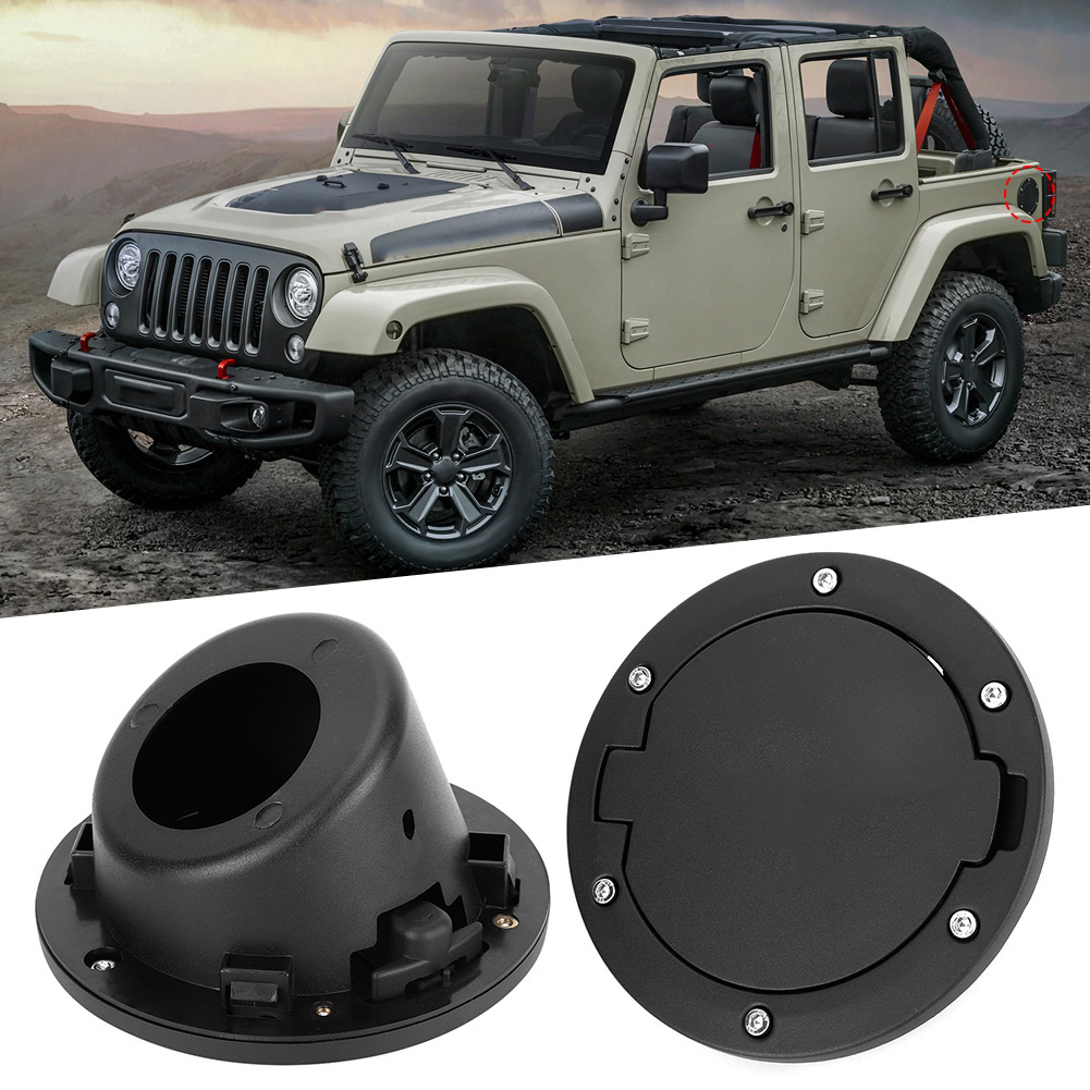 Schwarzer Tankdeckel Mit Sternenmuster, Kompatibel Mit Jeep Wrangler Jk 2007-2017, Fünfzackiger Deckel, Robustes Zubehör.