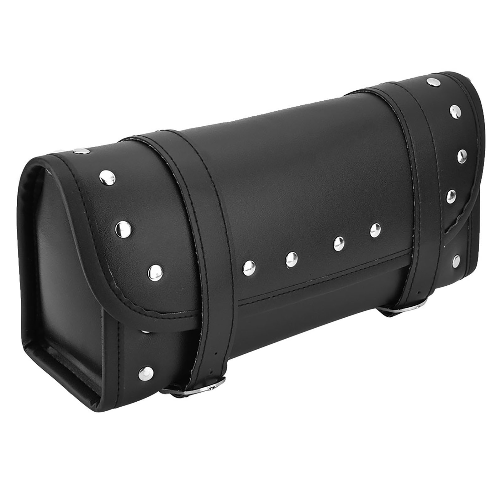 Schwarze Motorrad-lenkertasche Aus Pu-leder, Gabeltasche (vorne/hinten), Seitentasche (2-teilig)
