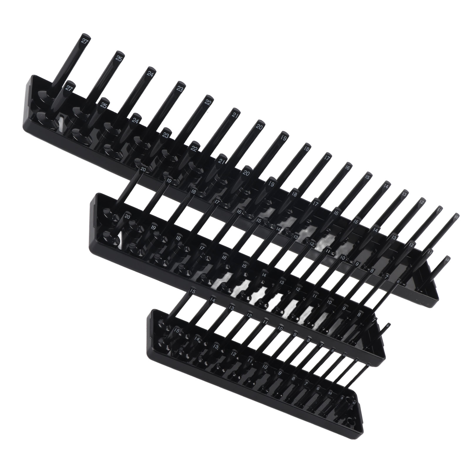 Set Mit 3 Ratschenaufbewahrungshaltern Für 1/4", 3/8", 1/2" Ratschen, Mehrzweck-organizer In Schwarz Für Werkzeugkästen