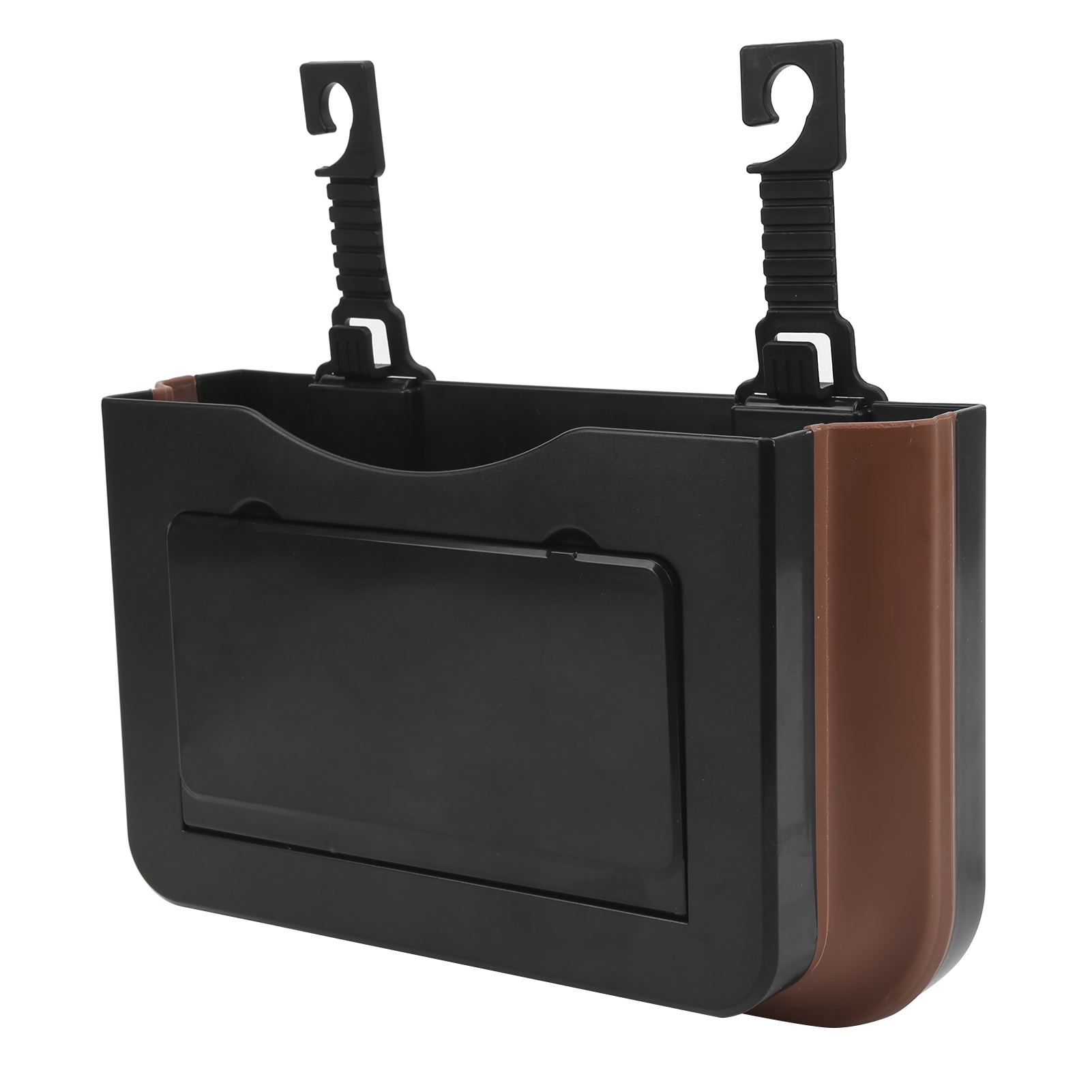 Hängender Auto-organizer Mit Klappbarer Rückenlehne Zur Aufbewahrung Von Getränken, Handy Und Dokumenten, Schwarz Und Braun