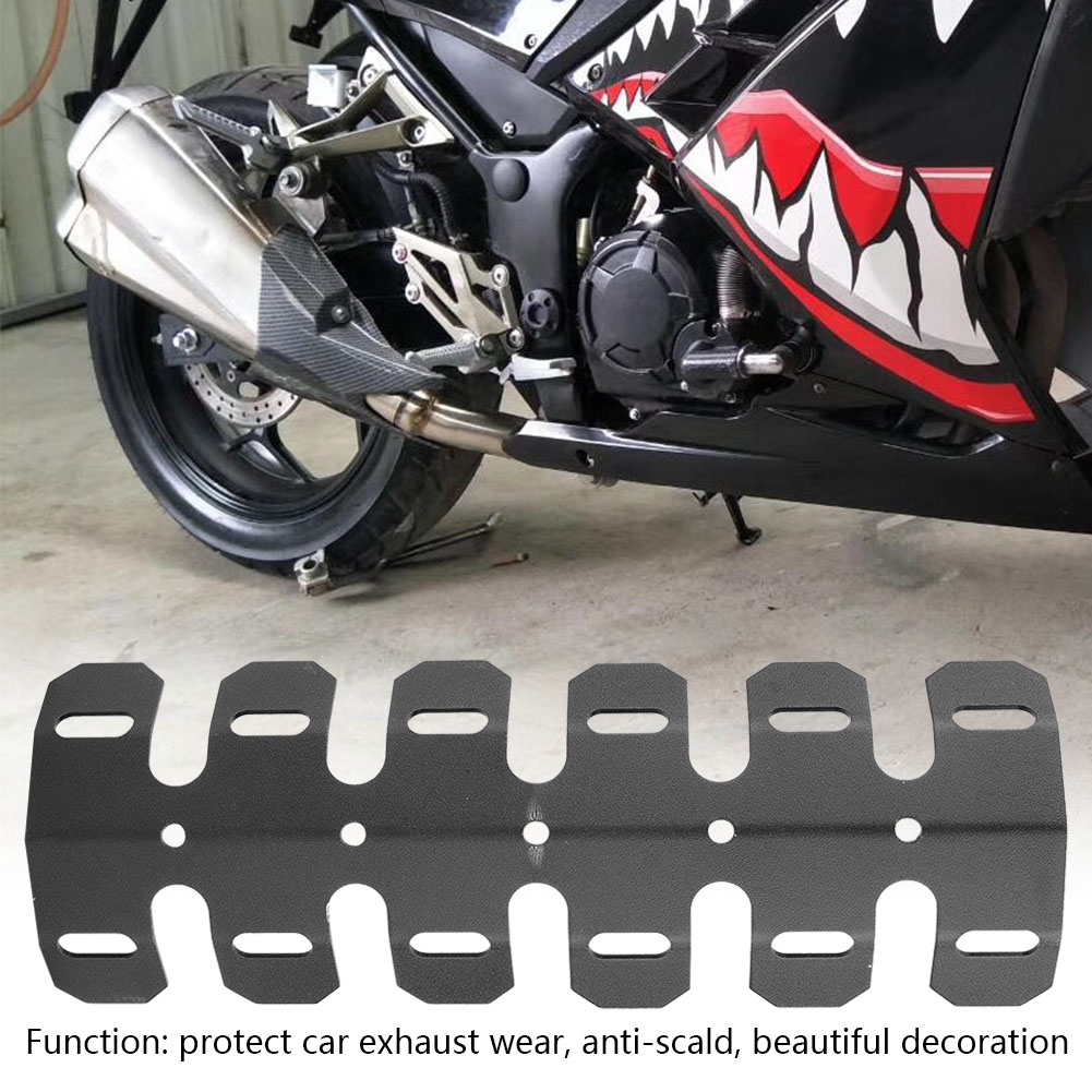 Motorrad-schalldämpferabdeckung, Kurzer Auspuffschutz, Schwarzes Hitzeschild, Widerstandsfähiges Rohrgehäuse.