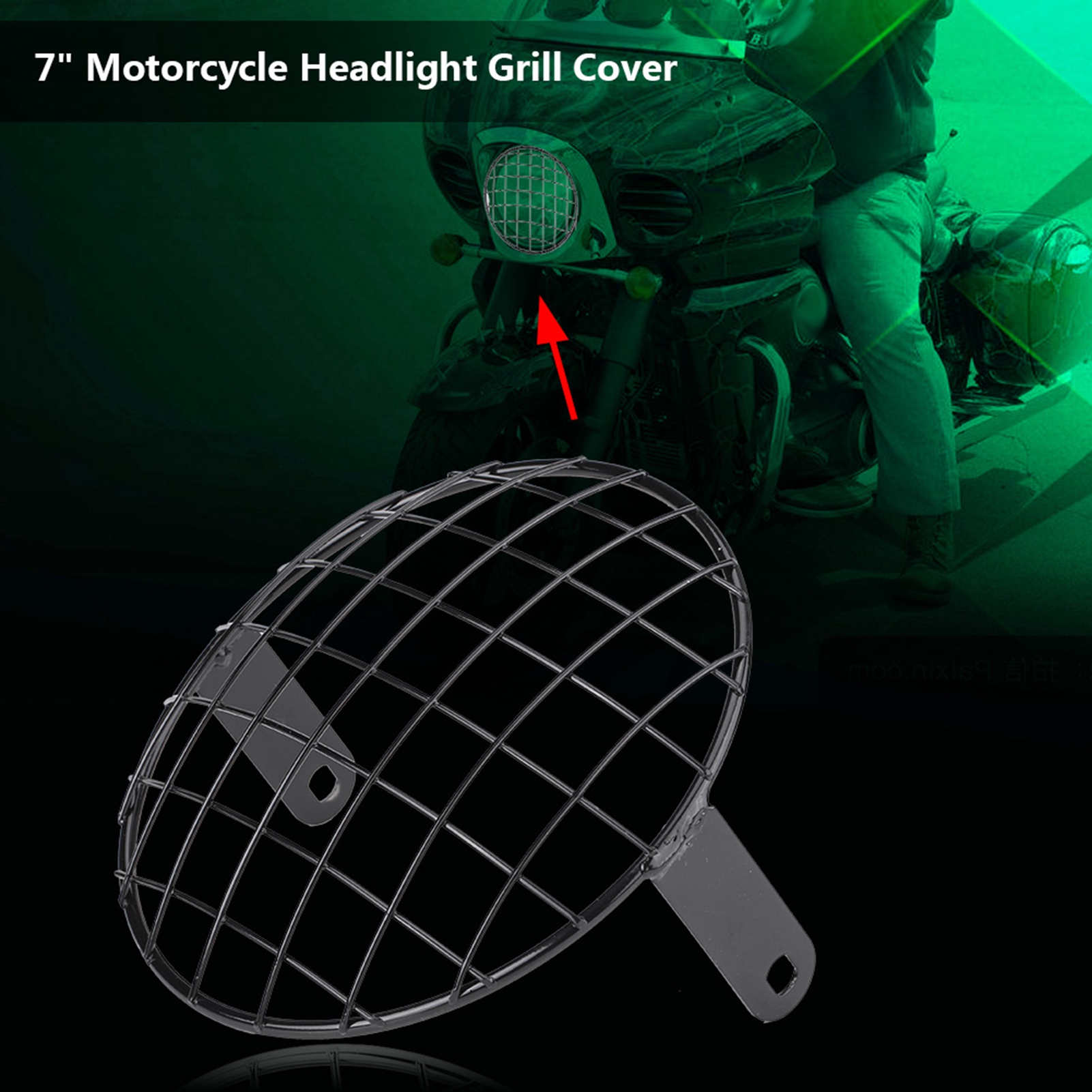 7-zoll-motorradscheinwerfergrill, Universelle Seitenabdeckung Aus Mesh, Schwarz, Kompatibel Mit Cafe Racer Und Custom-motorrädern