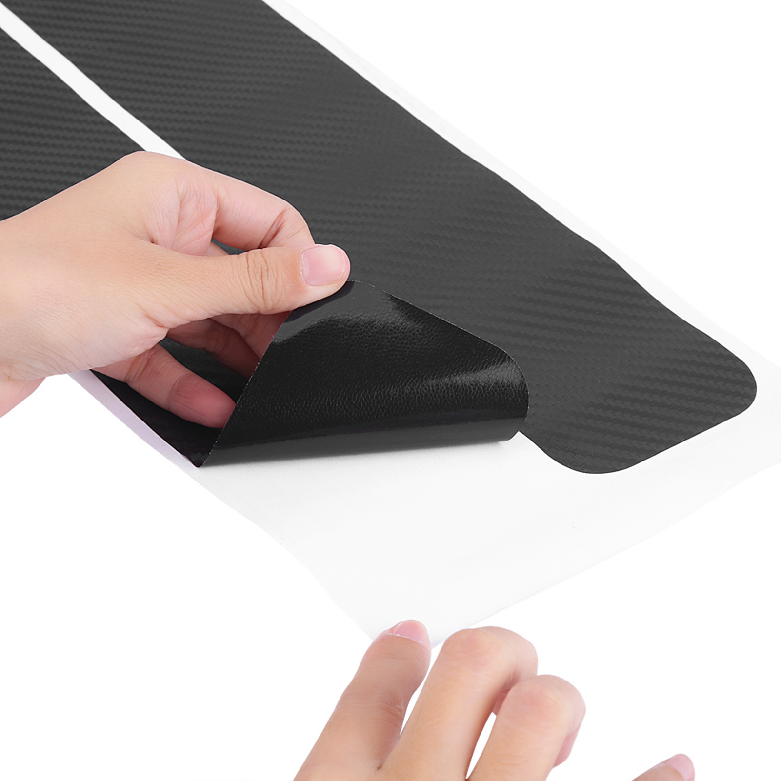 4 Einstiegsleisten-schutzplatten, Kratzfeste Carbonfaser-optik, Selbstklebende Folie, Trittbrettschutz, 4er-set, Schwarz