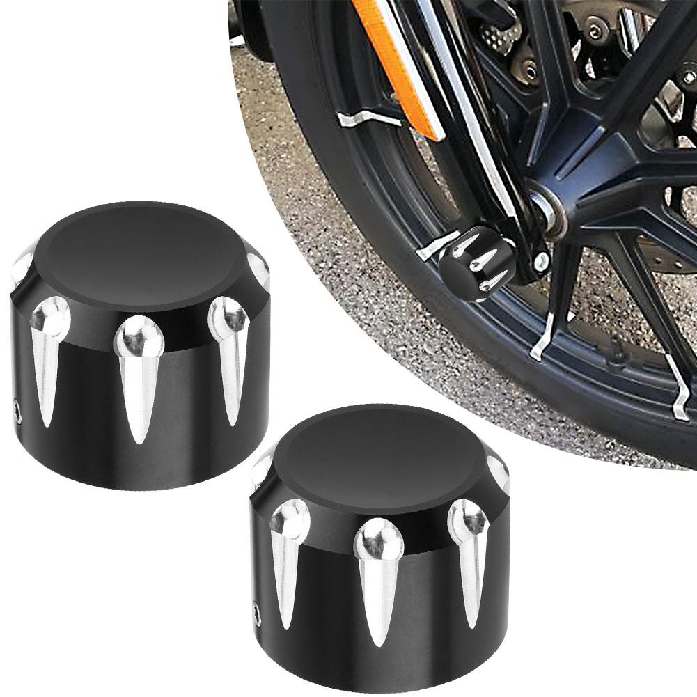 2 Stück Cnc-gefräste Totenkopf-mutternabdeckungen Aus Aluminium, Schwarz, Für Motorrad-vorderradachse