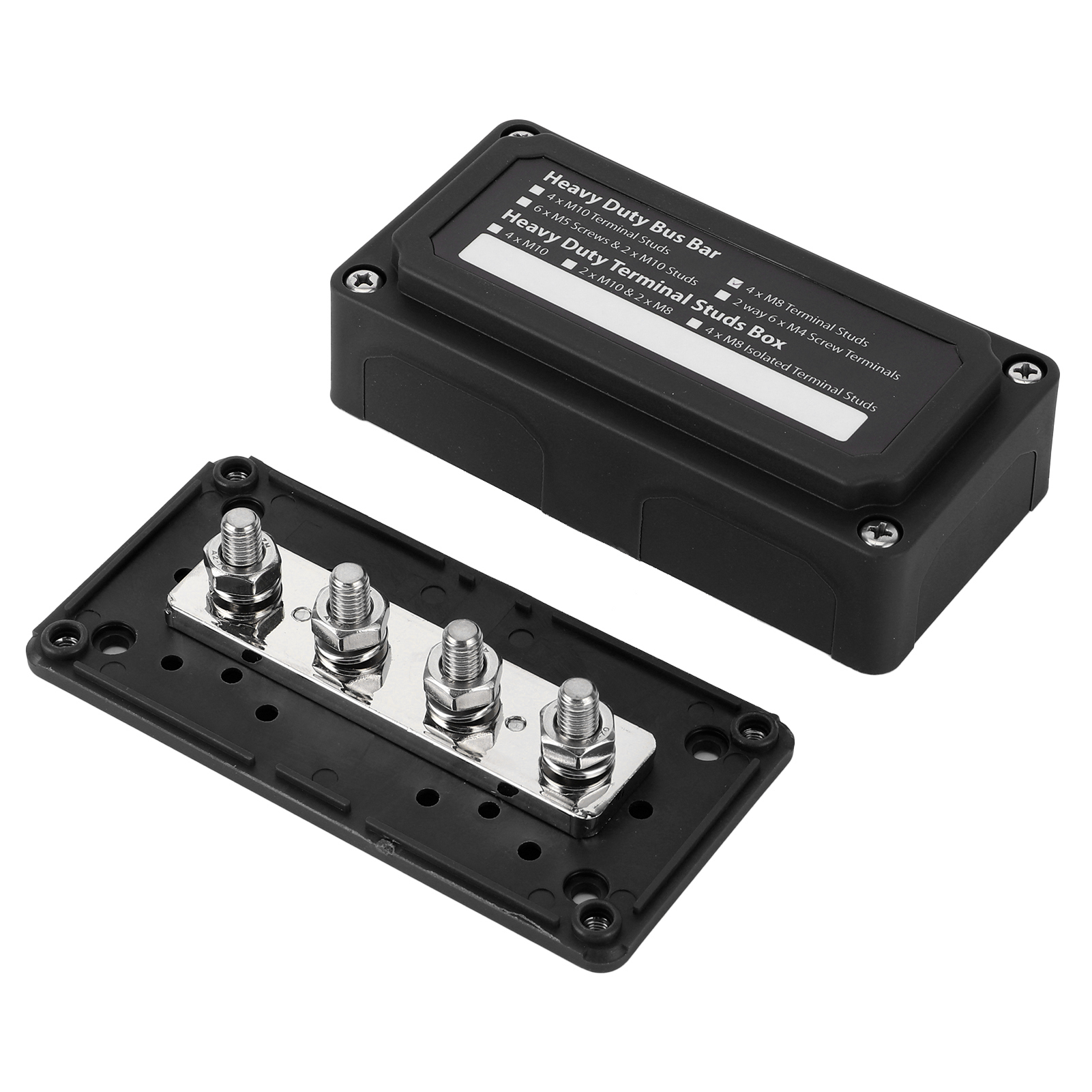 Satz Mit 4 48v Dc 300a Verteilerklemmenblöcken Für Boote, Wohnmobile, Autos Und Schiffe – Universelle Schwarze 4-polige Anschlussdose.