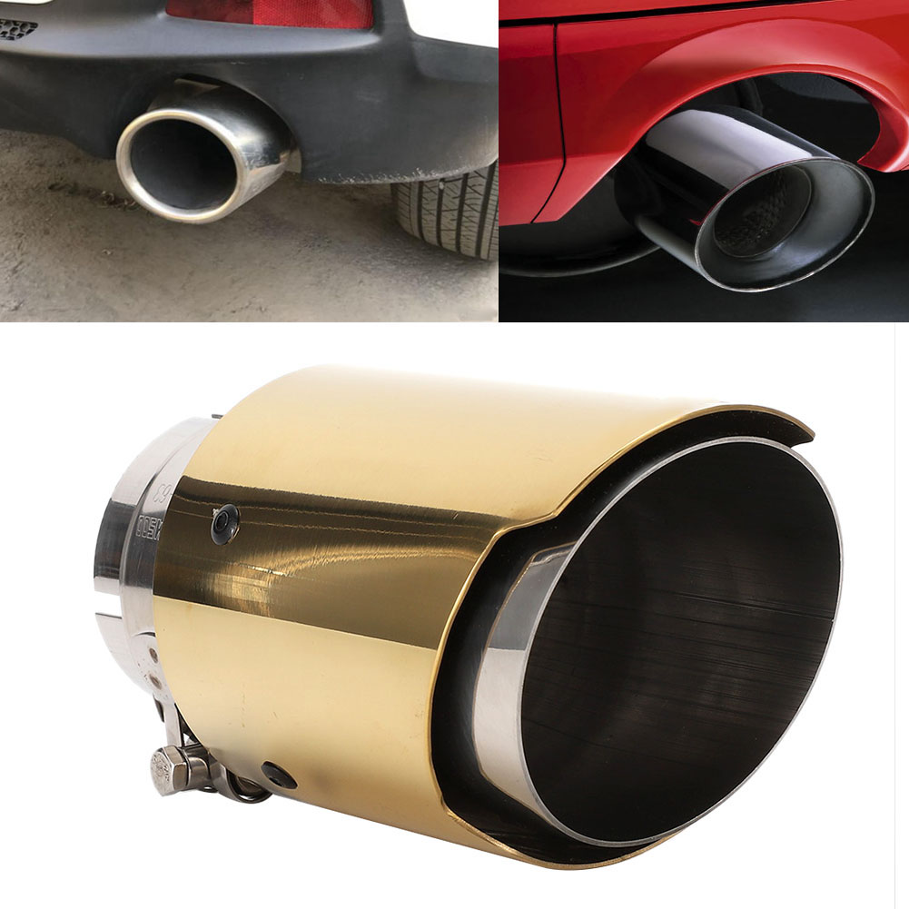 Edelstahl-auspuffendrohr, 63 Mm/2,5 Zoll Einlass, 89 Mm/3,5 Zoll Auslass, Goldene Universal-auspuffendkappe