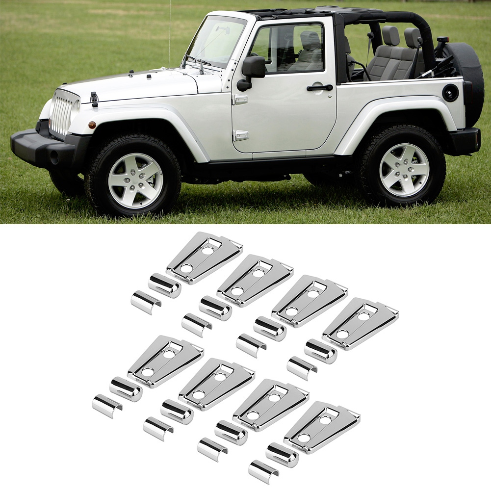24-teiliges Set Türscharnierabdeckungen Silber Passend Für Jeep Wrangler Jk 2007-2017 (4 Türen)