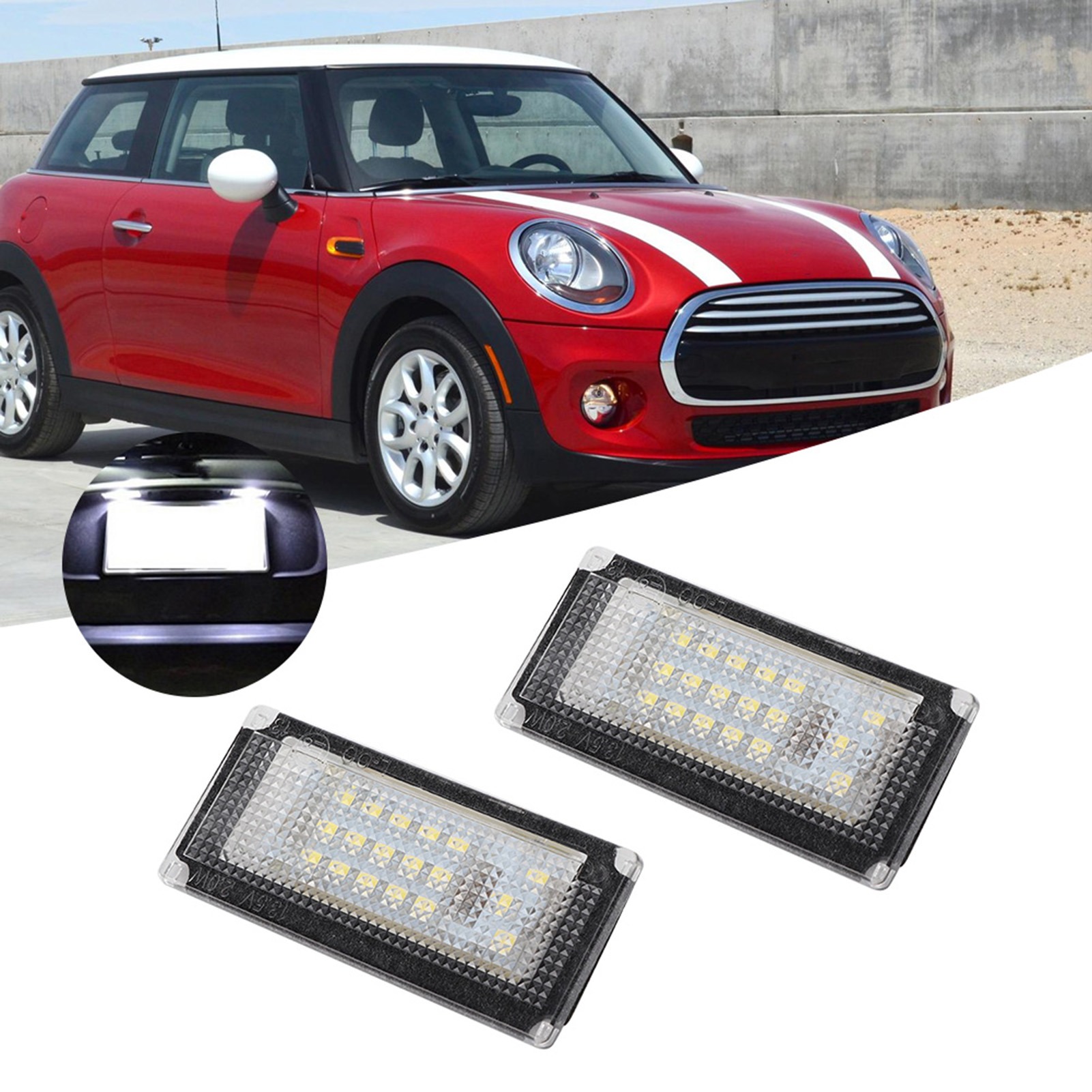 Led-kennzeichenbeleuchtung, 18 Leds, 6000k Kaltweiß, 1 Paar Kennzeichenleuchten Für One R50 2001-2006