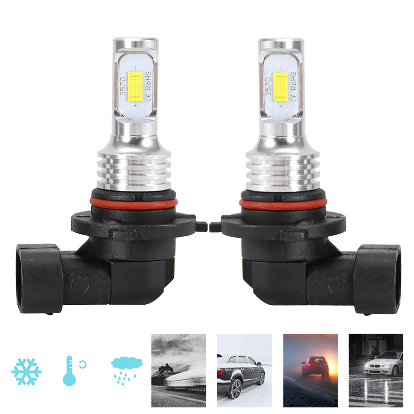 2 Stück H10 9145 80w 8000k Weiße Led-nebelscheinwerferlampe 12-24v Universalersatz