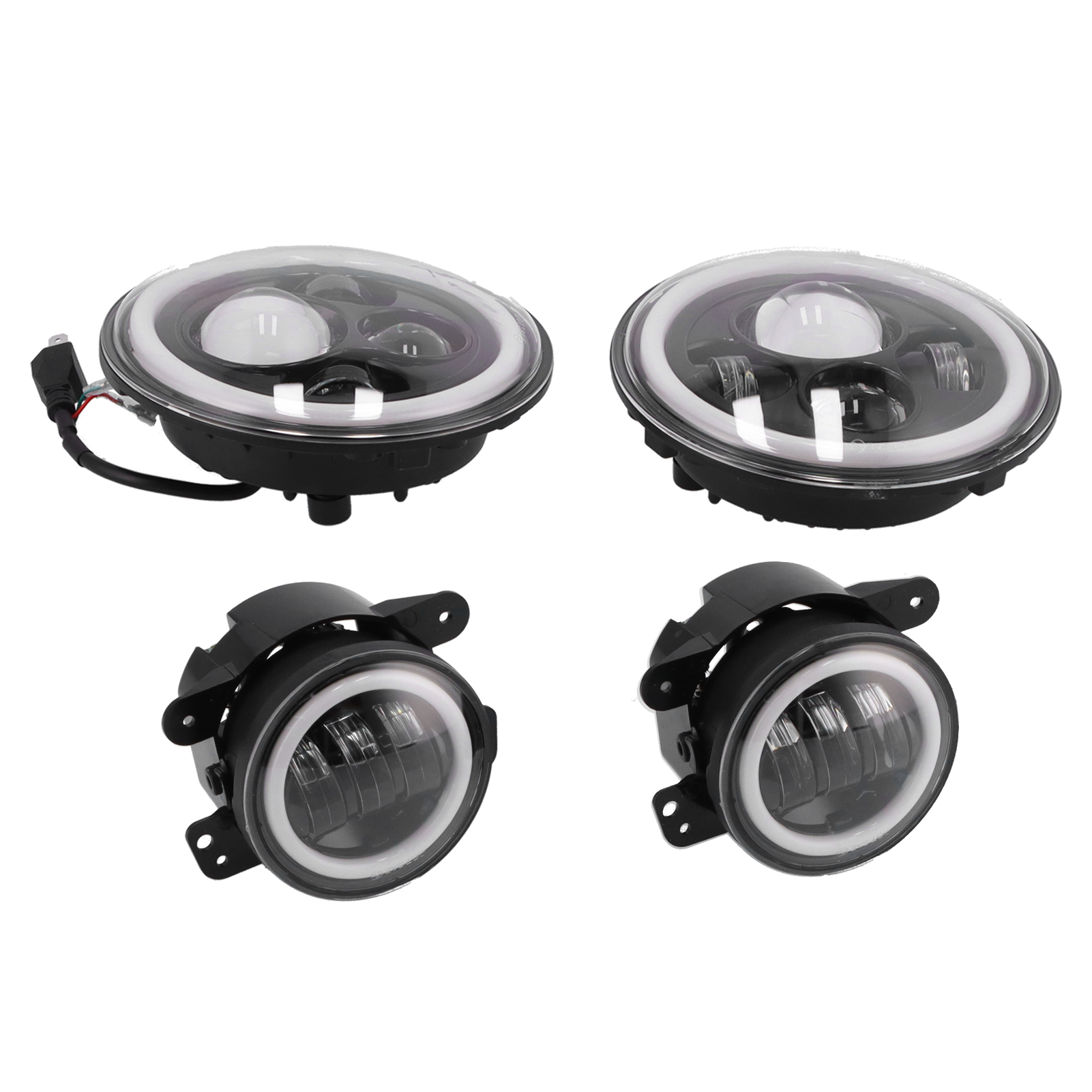 4-in-1 Led-nebelscheinwerfer- Und Halo-scheinwerfer-set, Zweifarbig Weiß/gelb, Kompatibel Mit Jeep Wrangler Jk 2007–2018, Fahrzeugbeleuchtung
