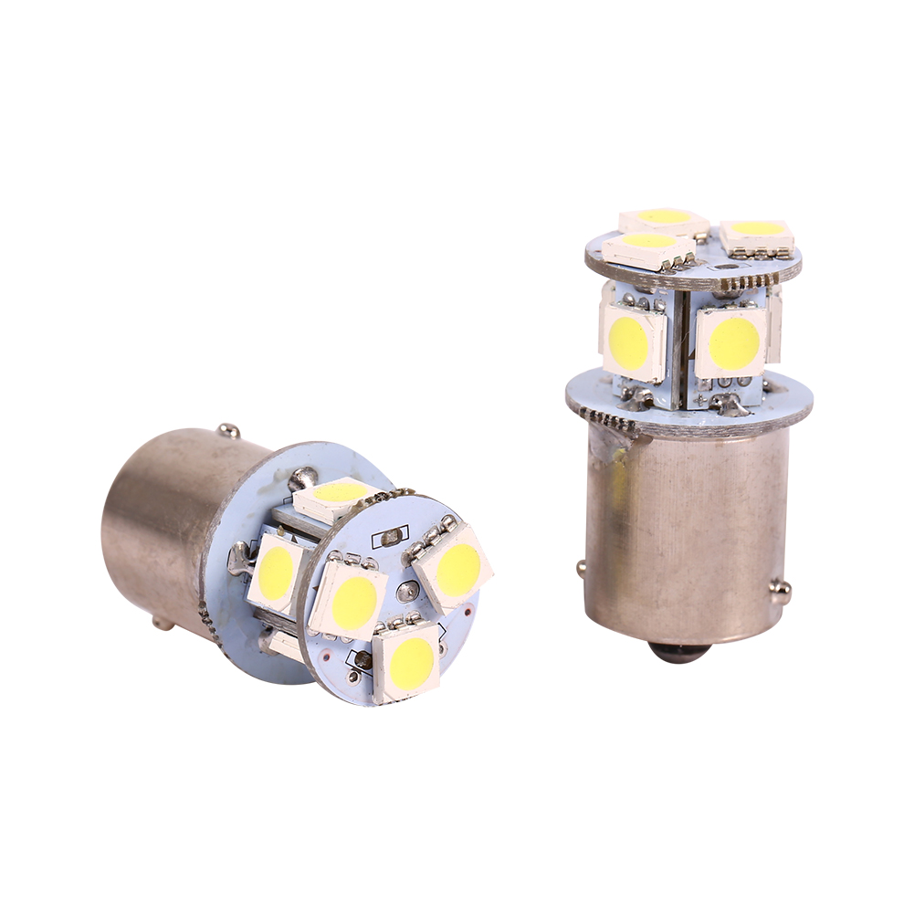 2er-pack Ba15s R5w 1156 5050 8smd Weiße Led-lampen, 12v Kfz-bremslichter, Intensives Weißes Licht