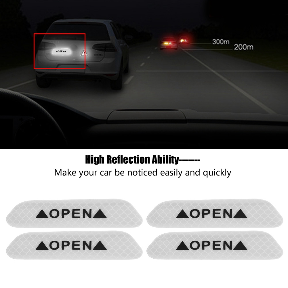 Set Mit 4 Weißen, Selbstklebenden Reflektorstreifen Für Autotüren, Aufkleber Für Fahrzeugsicherheit Und Signalisierung