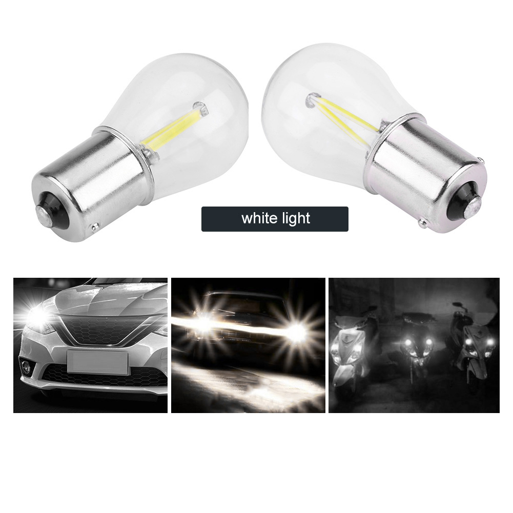 Paar 1156 Glas-blitzlicht-cob-led-lampen Für Blinker, Rückfahrscheinwerfer Und Bremslichter Am Auto, Weiß, 12 V