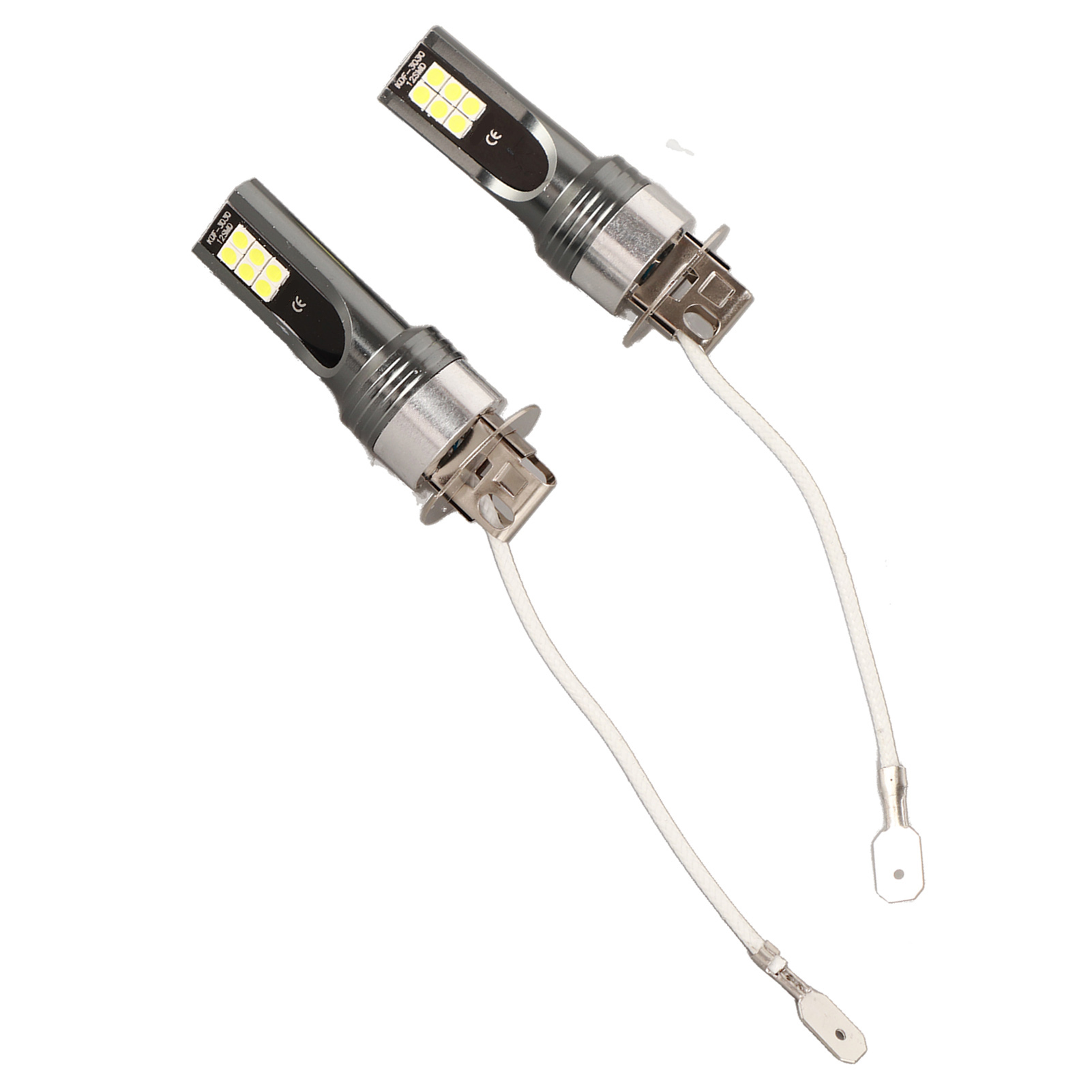 Paar H3 12-led-autoscheinwerferlampen, Weiß 6500k-7500k, Dc12v-24v, Fahrzeug 2525, Leistungsstarke Beleuchtung
