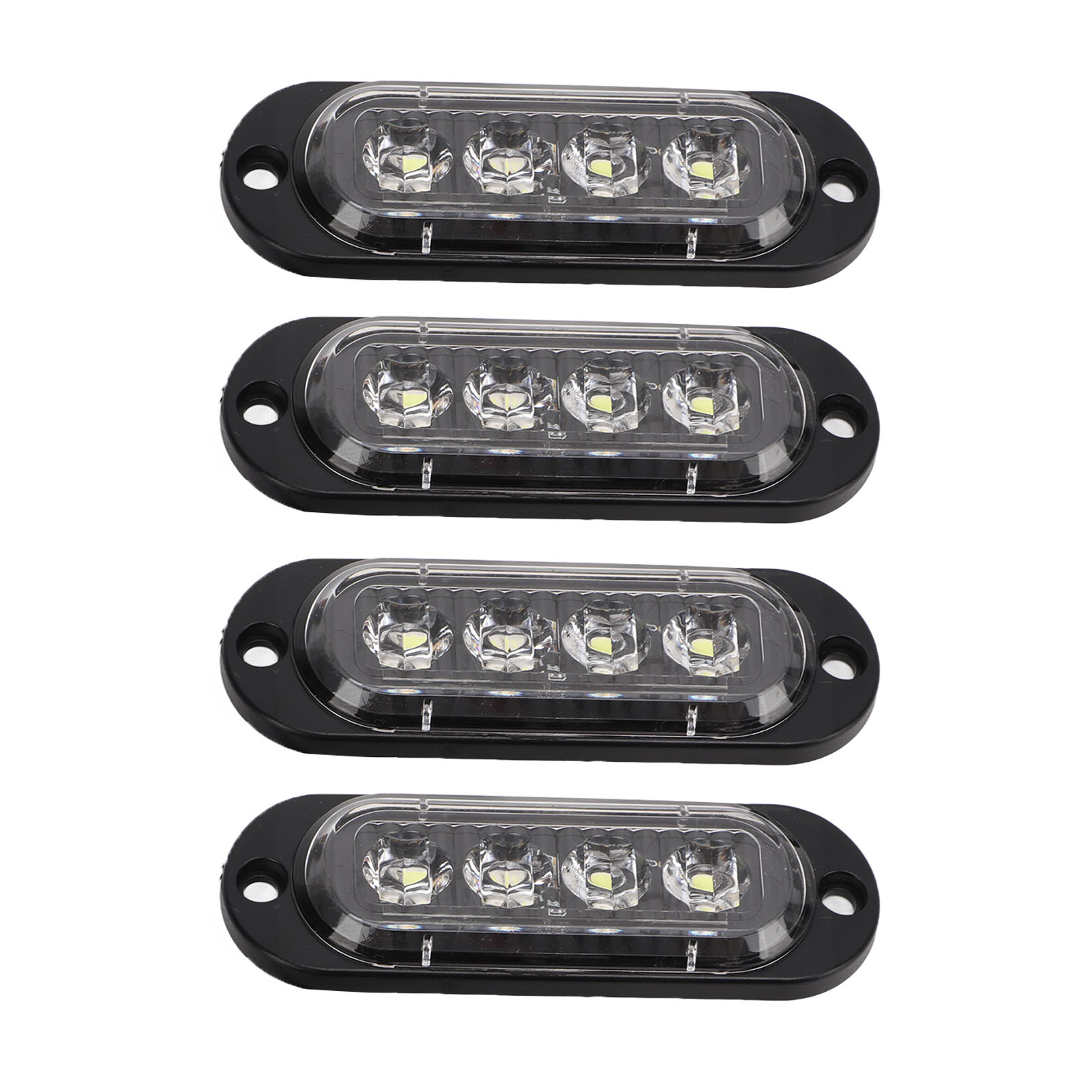 4 Superhelle 3000k Ip65 Wasserdichte Led-seitenleuchten Für Lkw, Einfache Installation, Blinkendes Notfalllicht, 12–24 V, Weiß