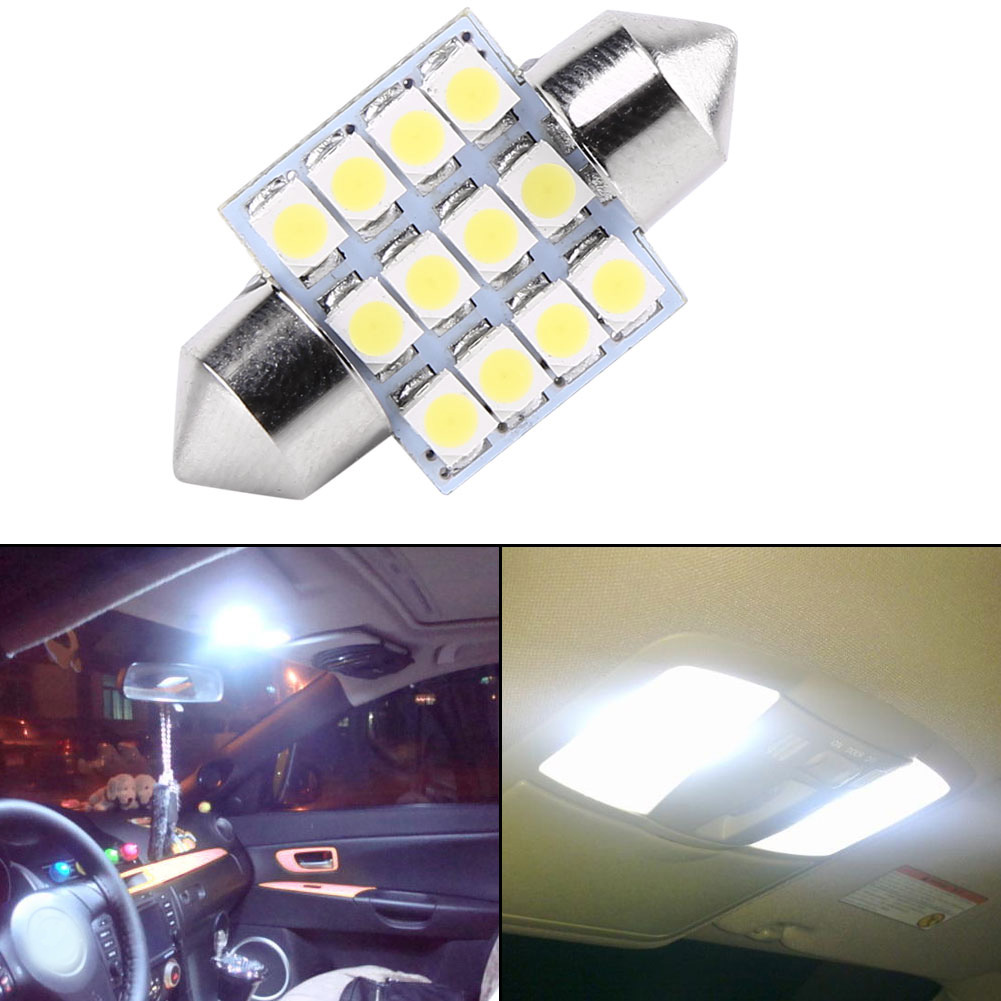 2 Weiße 12v 12smd 31mm Led-lampen Für Innenraumbeleuchtung Im Auto, Türleseleuchten, 2er-pack